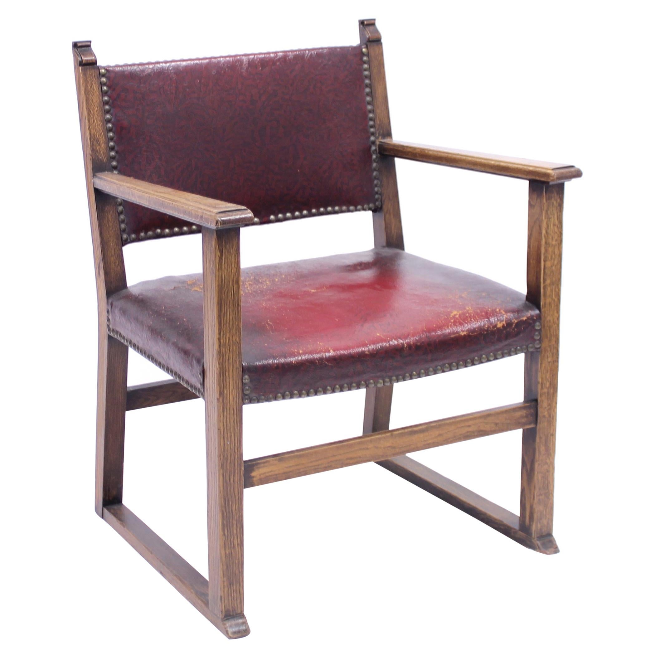 Oak Fireside Chair Attributed to Adolf Loos, 1930s For Sale