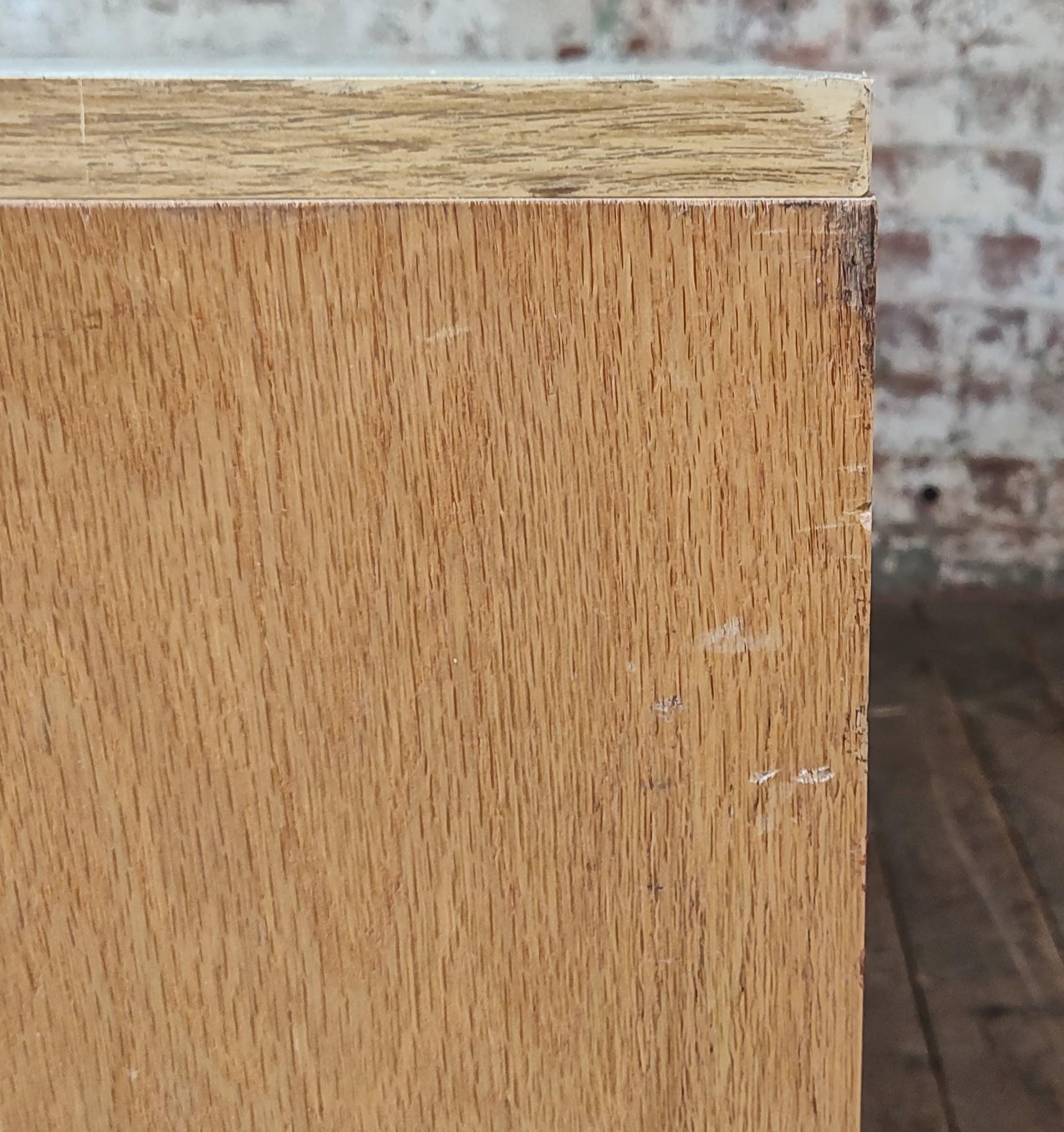 Oak Flat File / Coffee Table with 5 Drawers For Sale 7