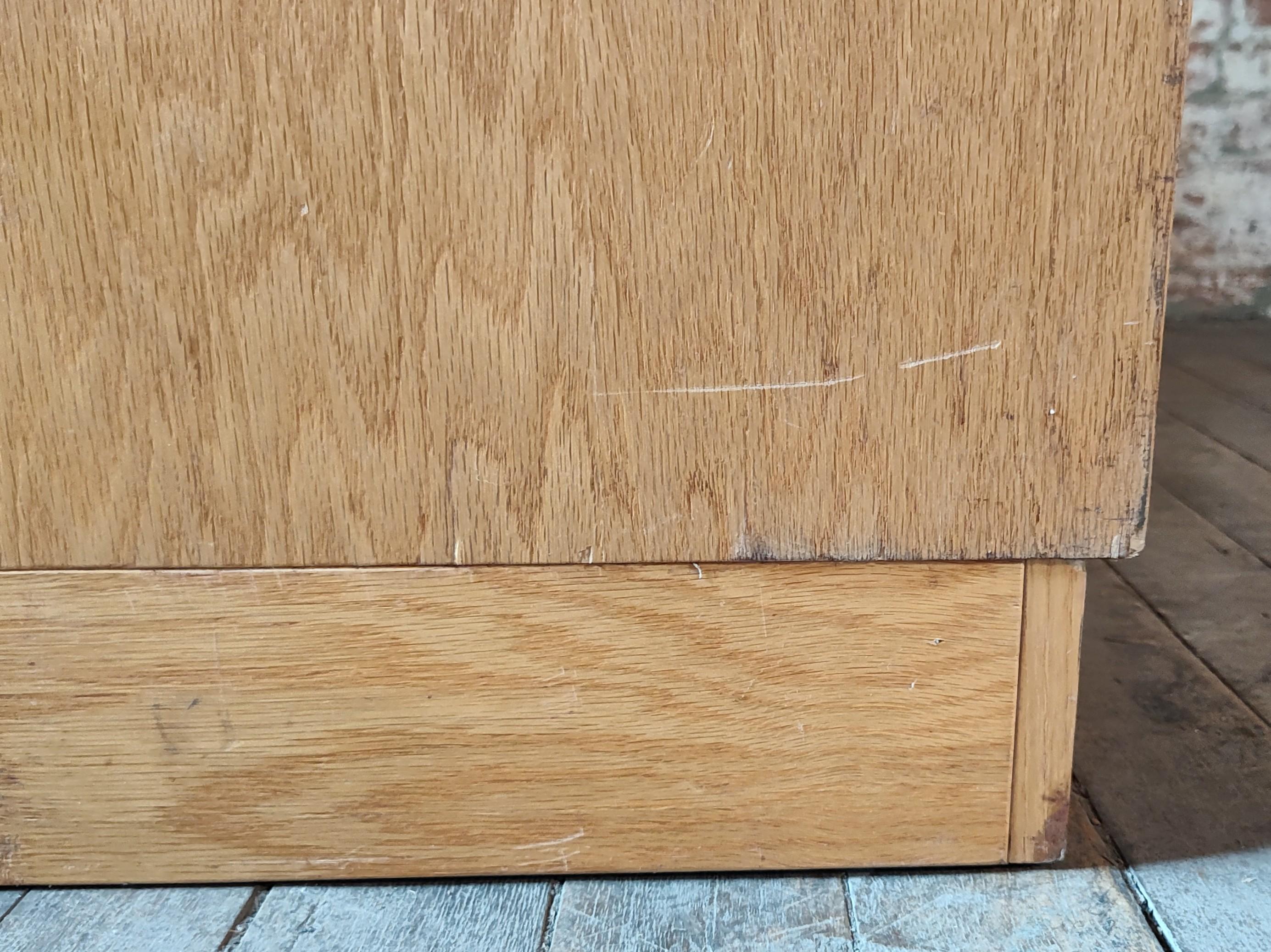 Oak Flat File / Coffee Table with 5 Drawers For Sale 12