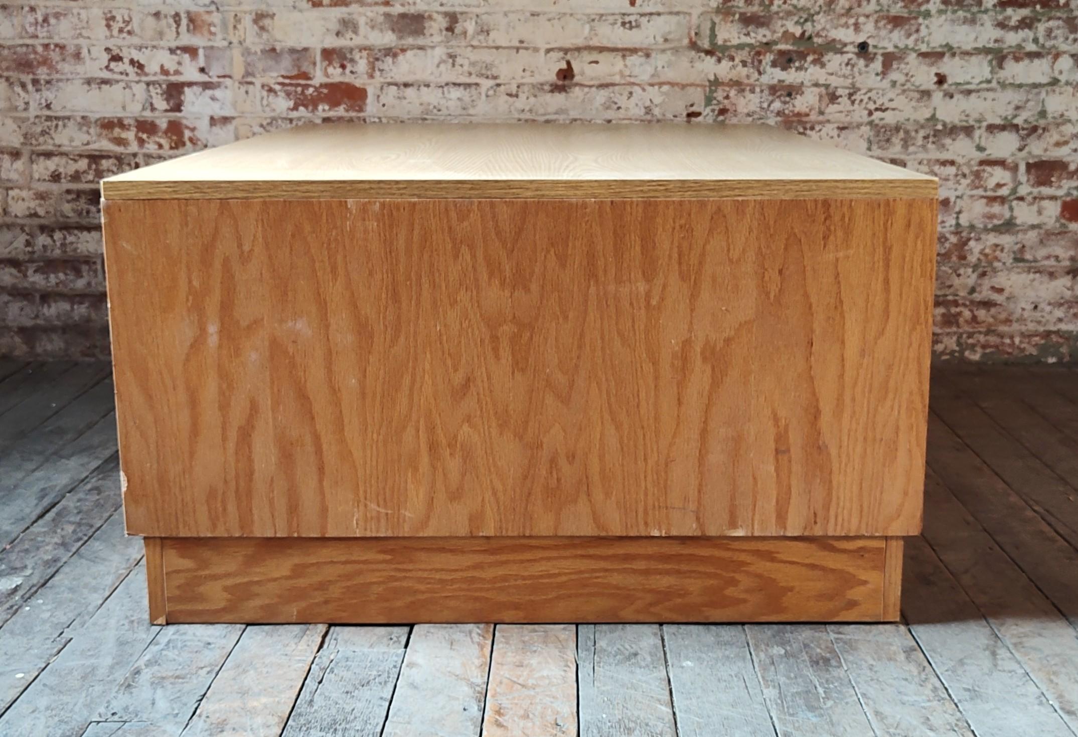 Oak Flat File / Coffee Table with 5 Drawers For Sale 2