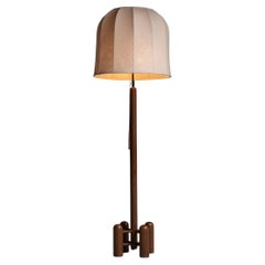 Oak Floor Lamp with Tulip Shade, Germany circa 1970