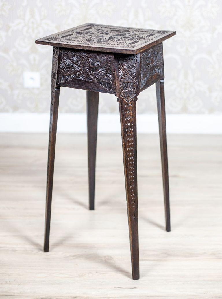 Oak Flower Stand, Pedestal from the 1930s 3