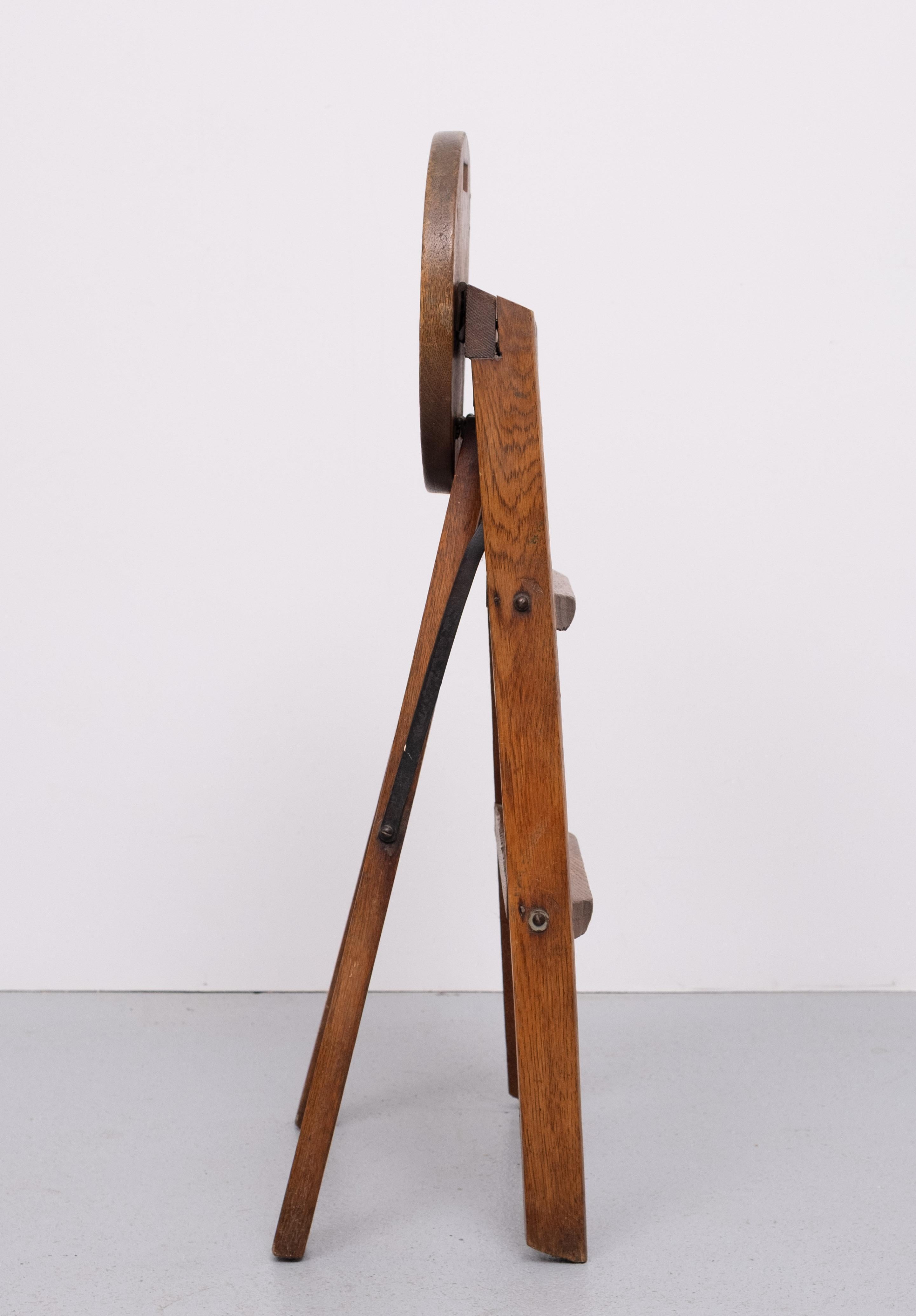 Escalier de bibliothèque ou tabouret pliant en Oak 1950s Holland en vente 2