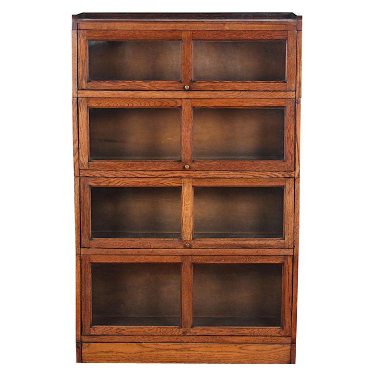 Oak Four Section Lawyer's Barrister's Bookcase