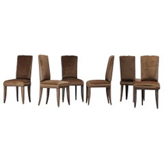 Oak Frame Dining chairs in Mohair, Set of 6, France