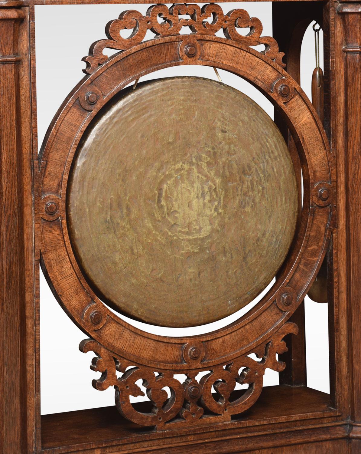 19th Century Oak Framed Dinner Gong of Gothic Design