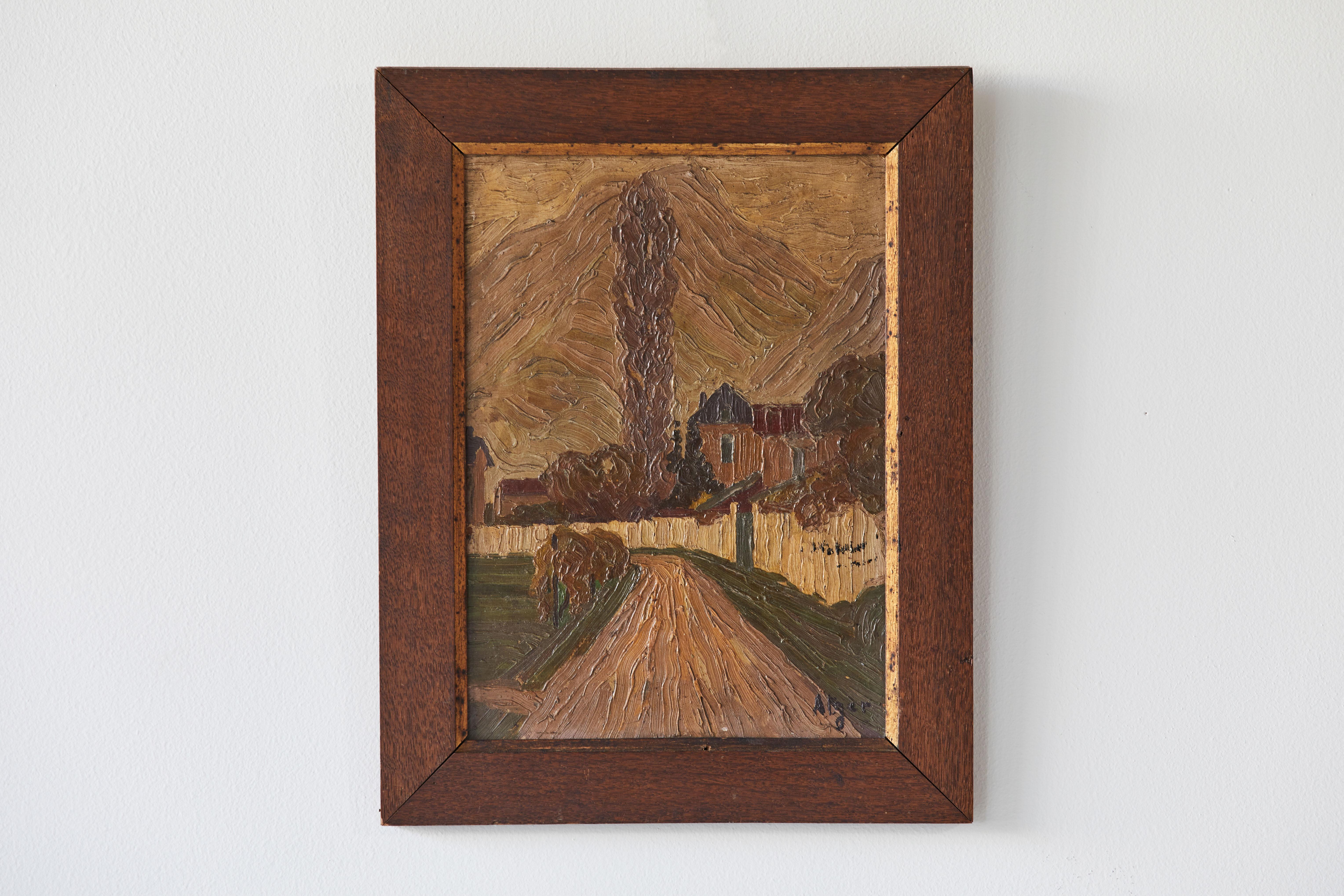 Oak Framed Dutch oil painting in original frame. The painting is beautiful with heavy brush strokes.