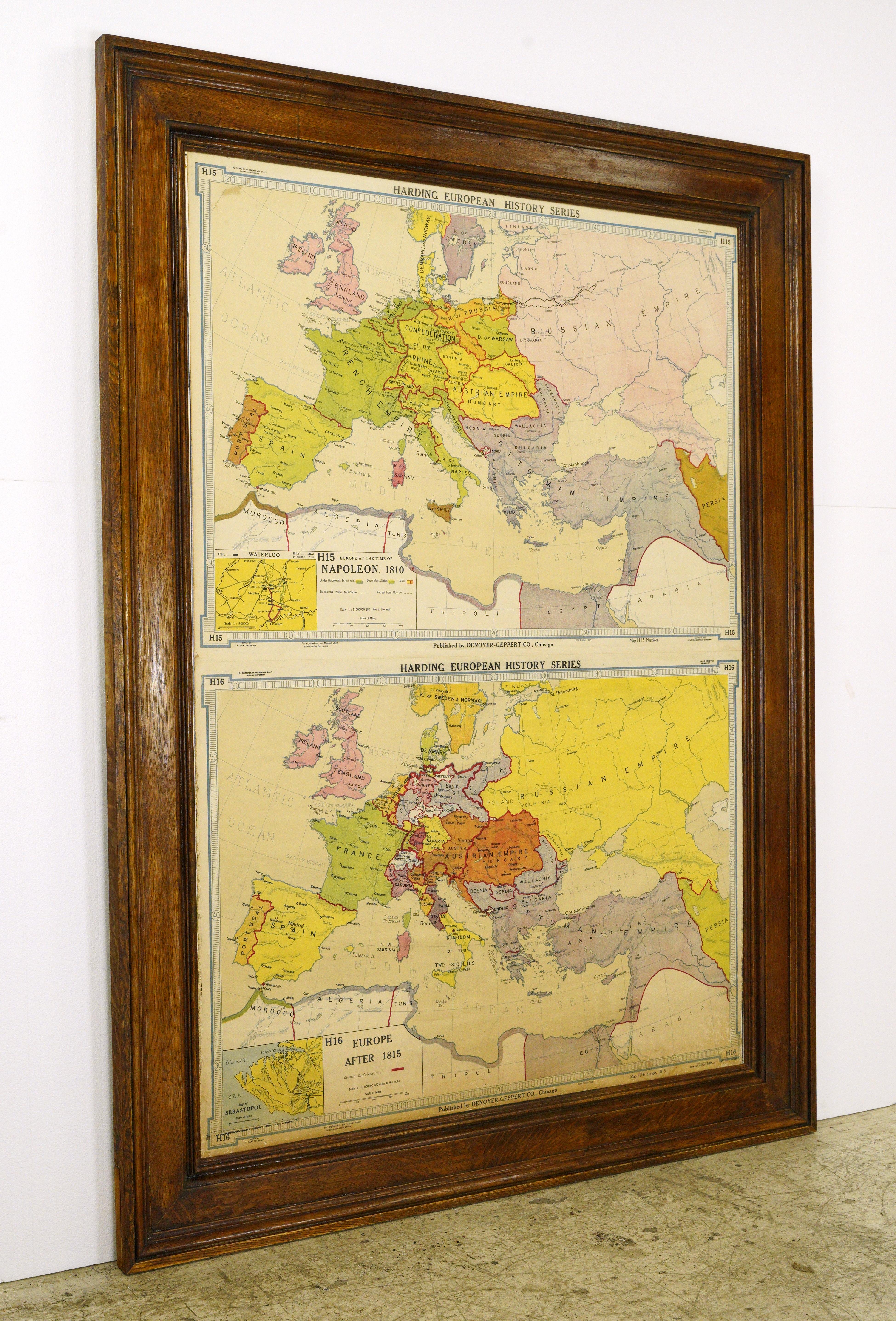 Eiche gerahmt Große Karte von Europa von 1810-1815 im Zustand „Gut“ in New York, NY