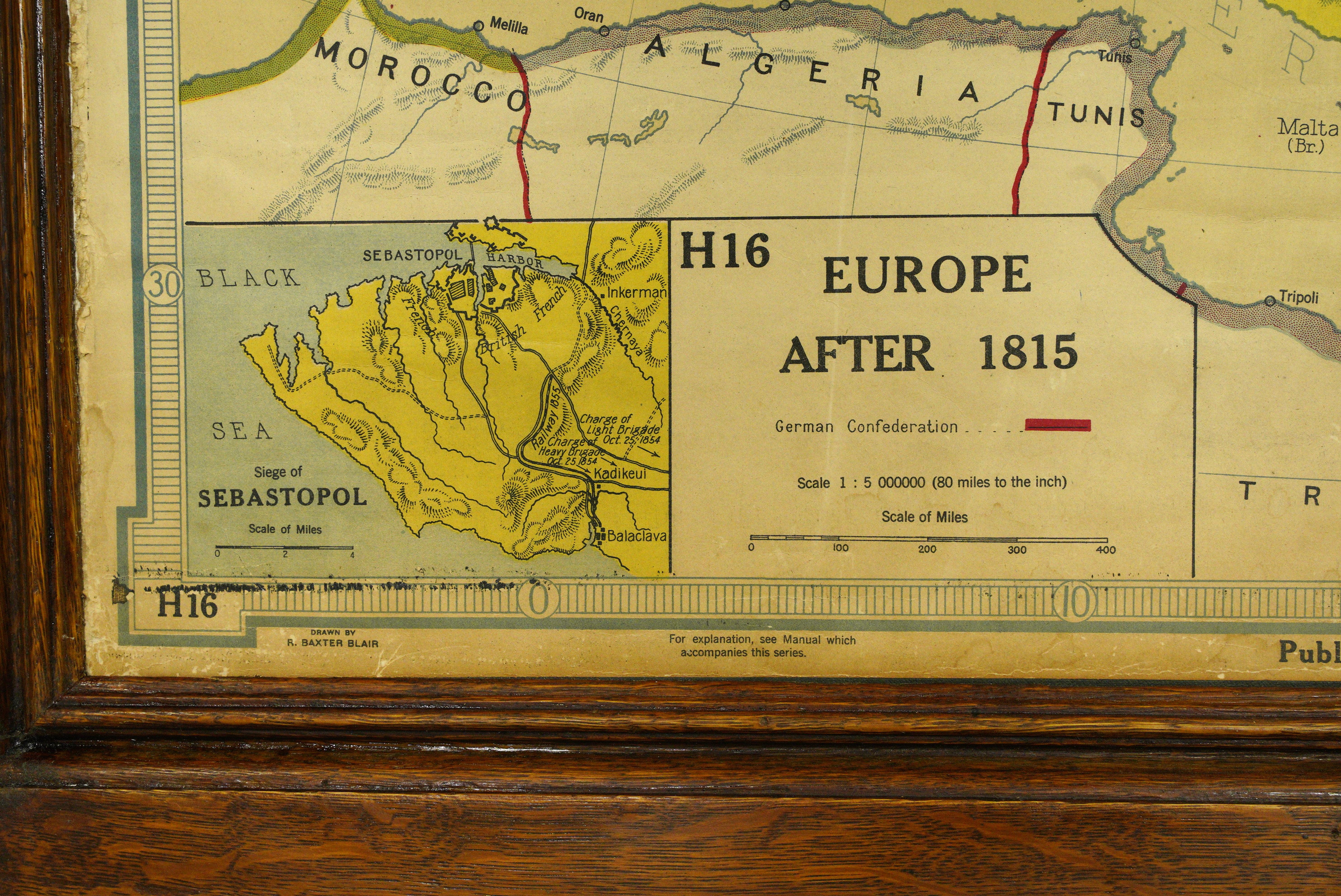 Eiche gerahmt Große Karte von Europa von 1810-1815 (Holz)