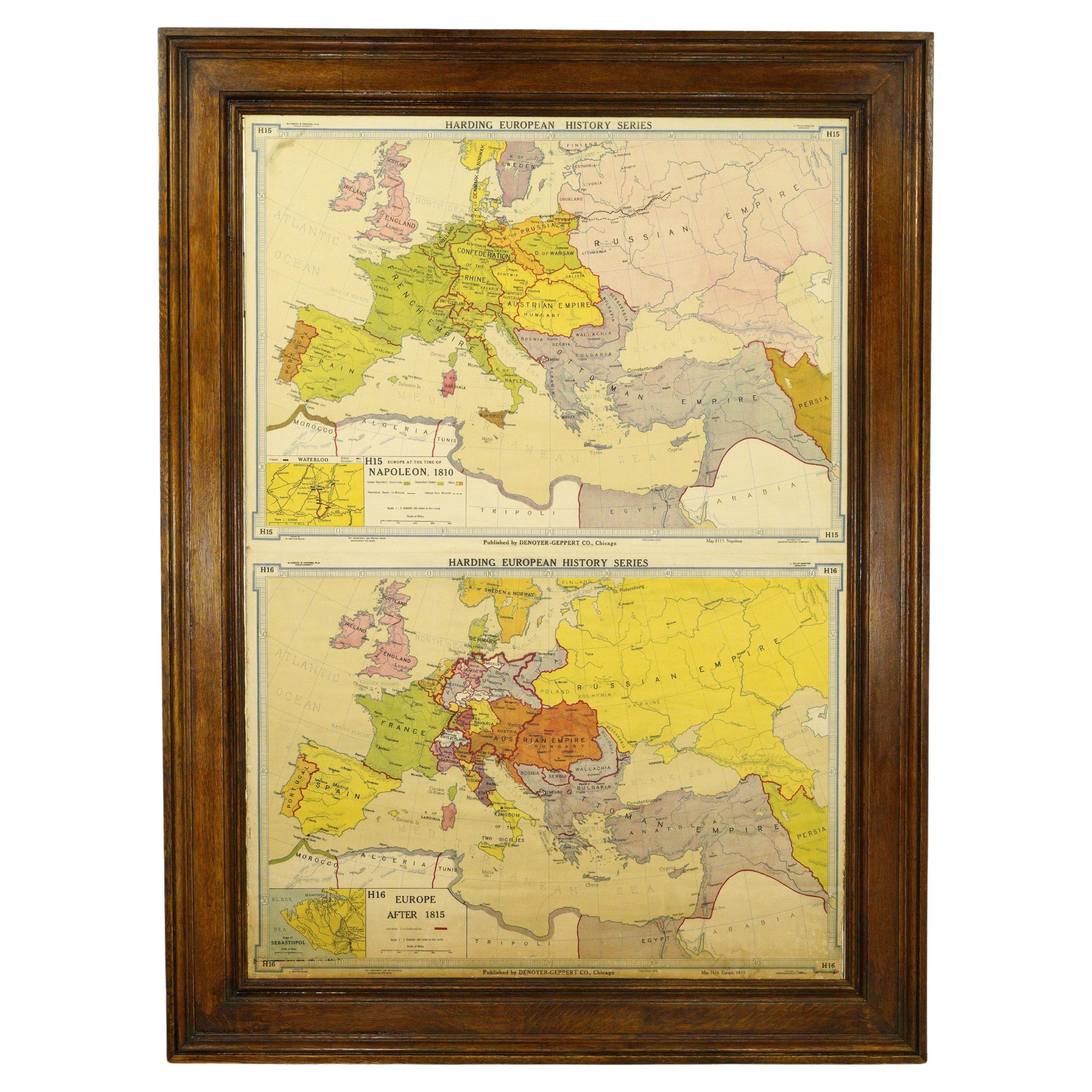 Eiche gerahmt Große Karte von Europa von 1810-1815