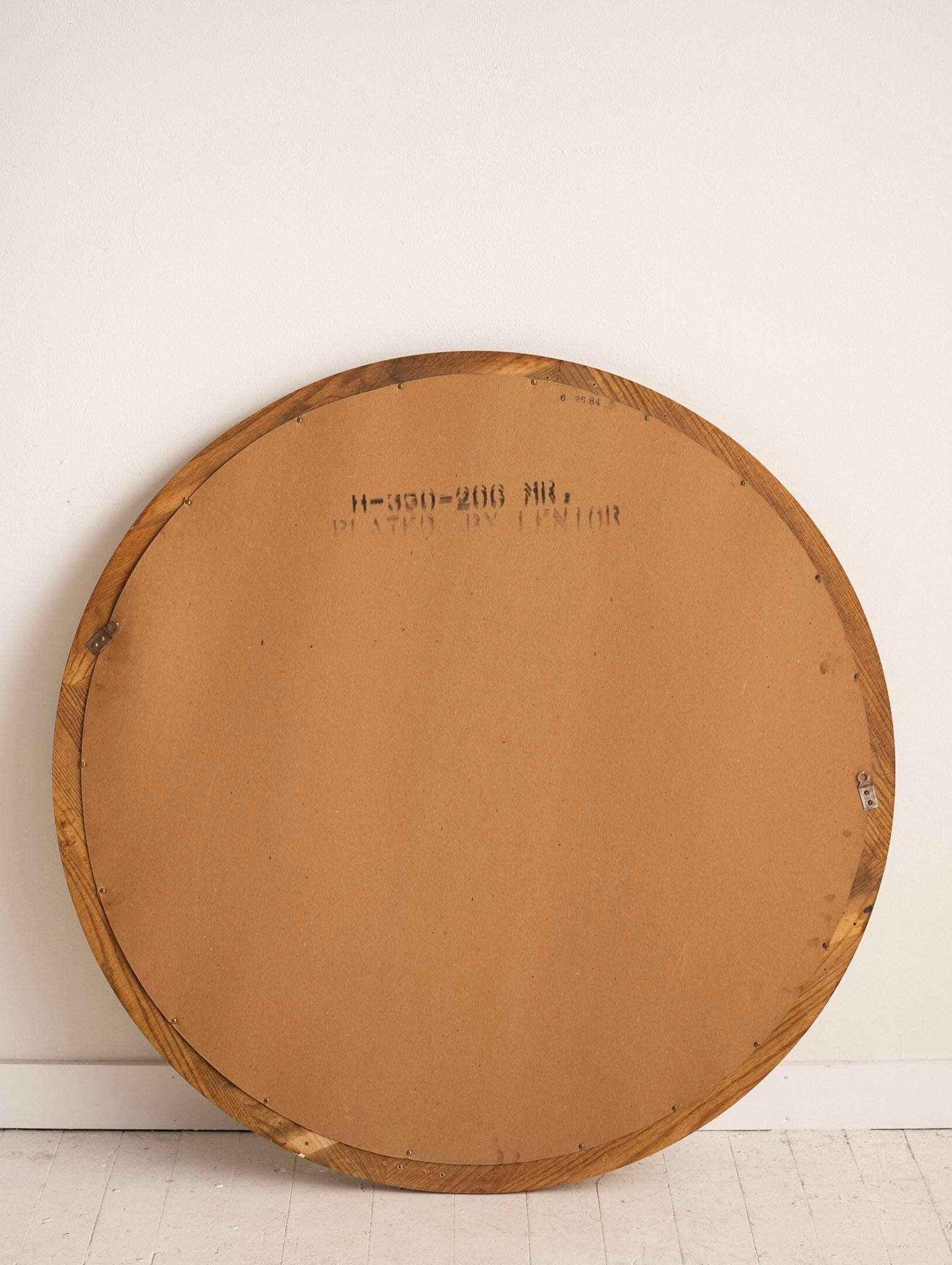 Post-Modern Oak Framed Round Circle Mirror