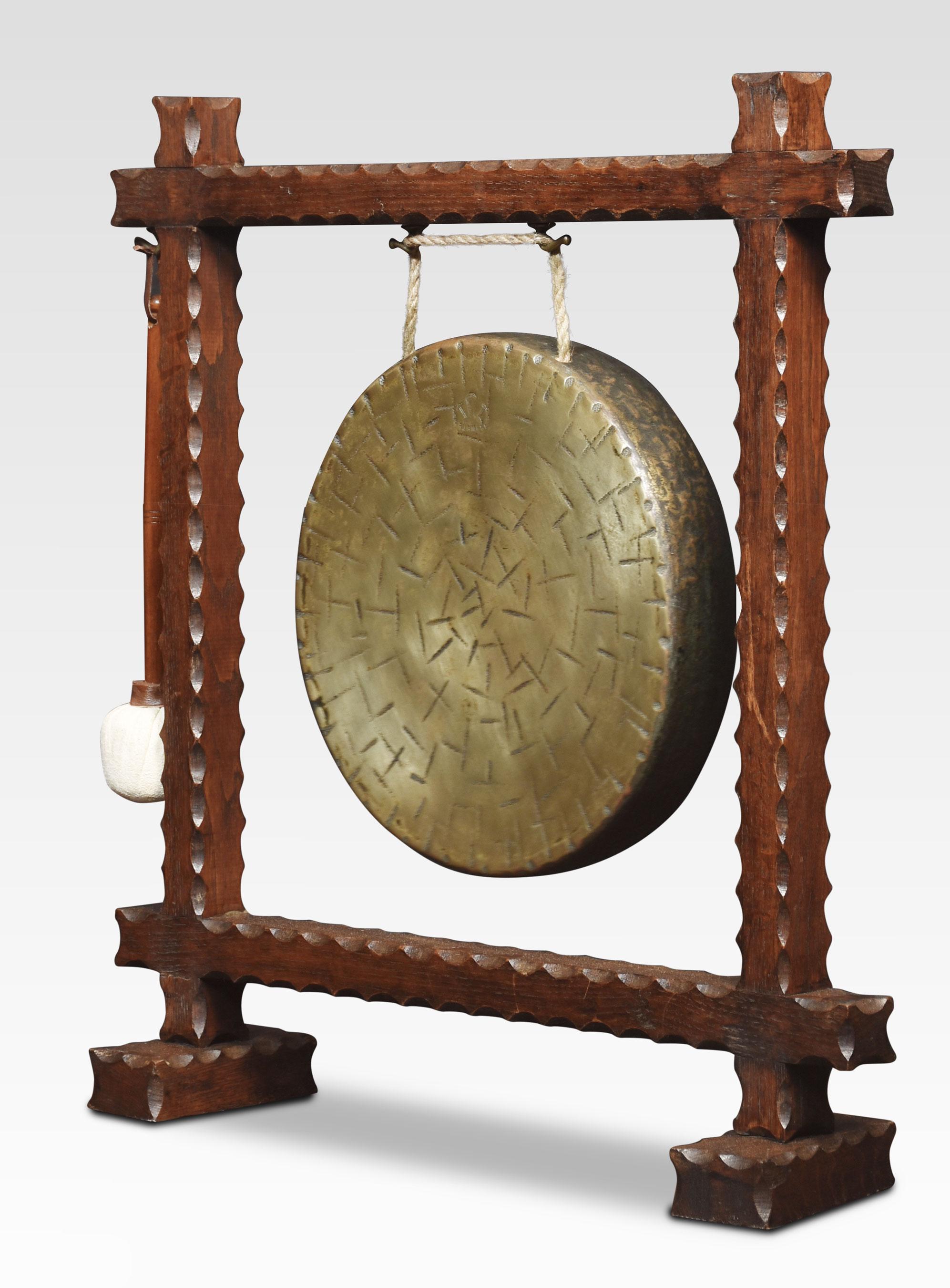 British Oak framed table gong For Sale