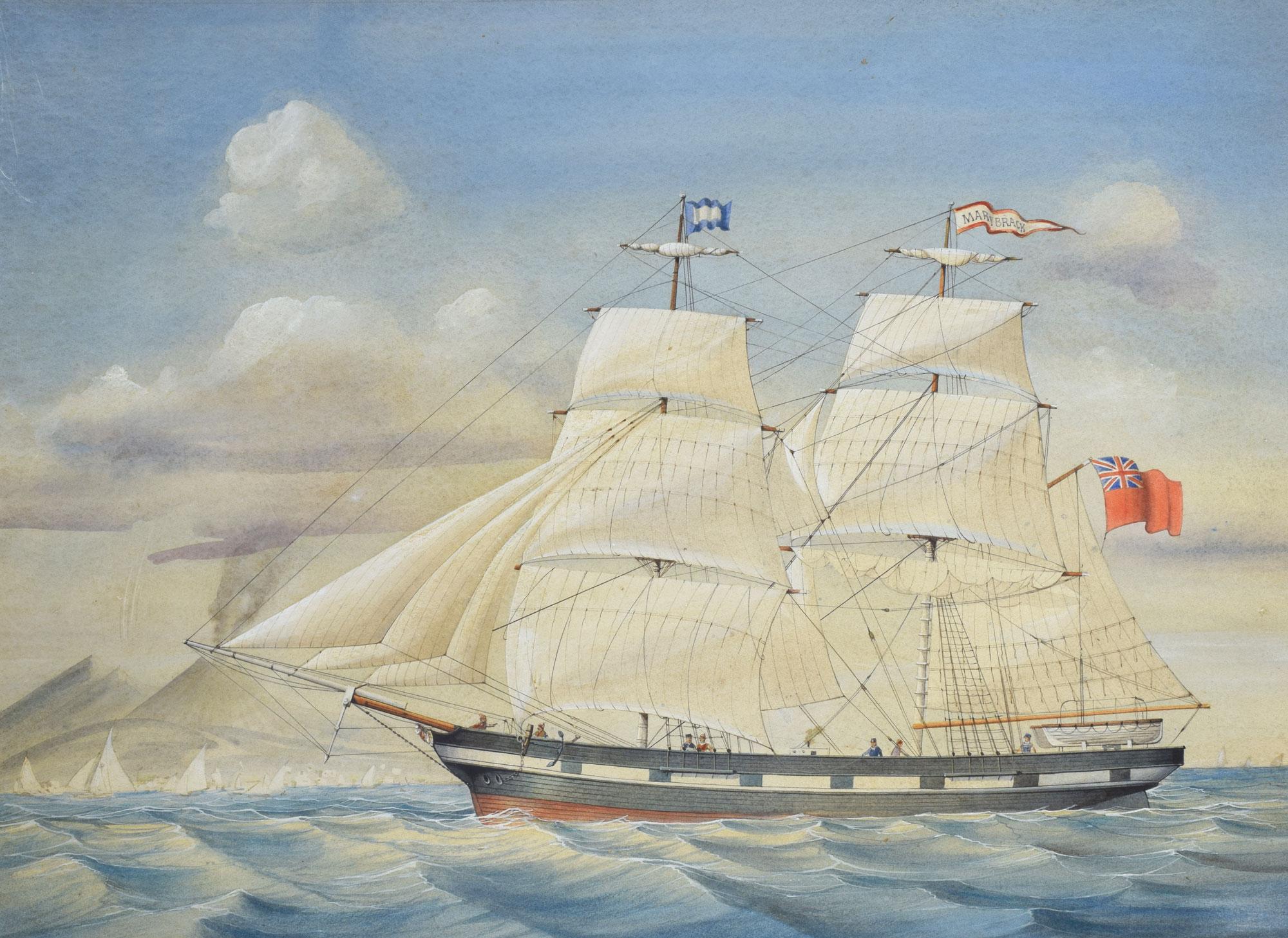 Grande aquarelle du navire The Mary Brack dans un cadre en chêne.
Dimensions
Hauteur 28 pouces
Longueur 34 pouces
largeur 1 pouce.