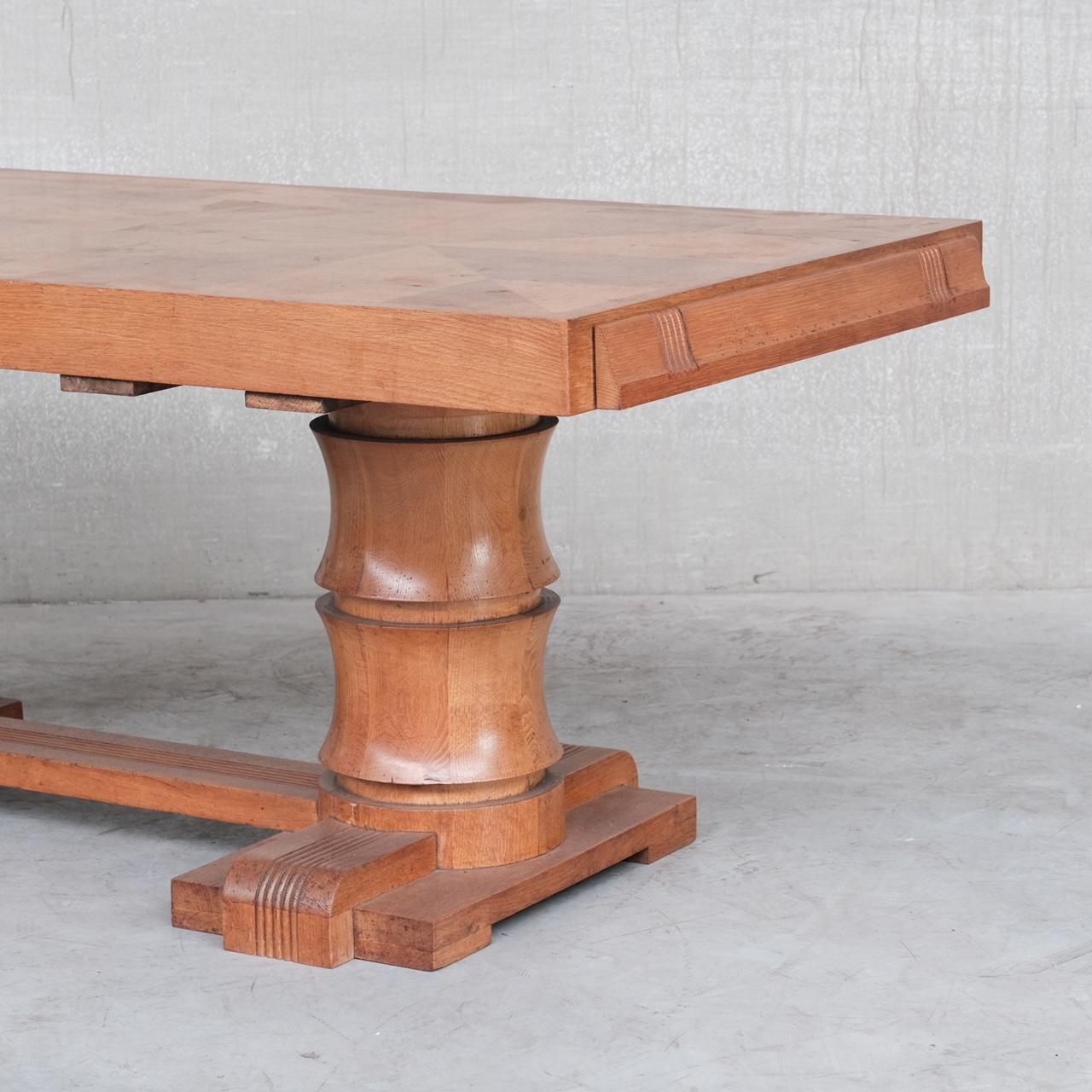 Oak French Art Deco Dining Table in Manner of Dudouyt 8