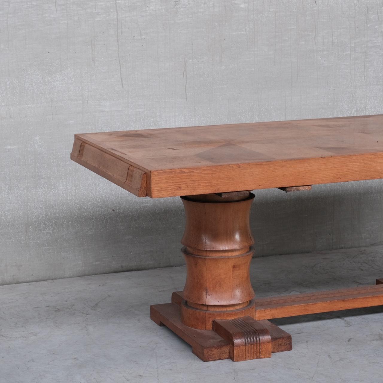 Oak French Art Deco Dining Table in Manner of Dudouyt In Good Condition In London, GB