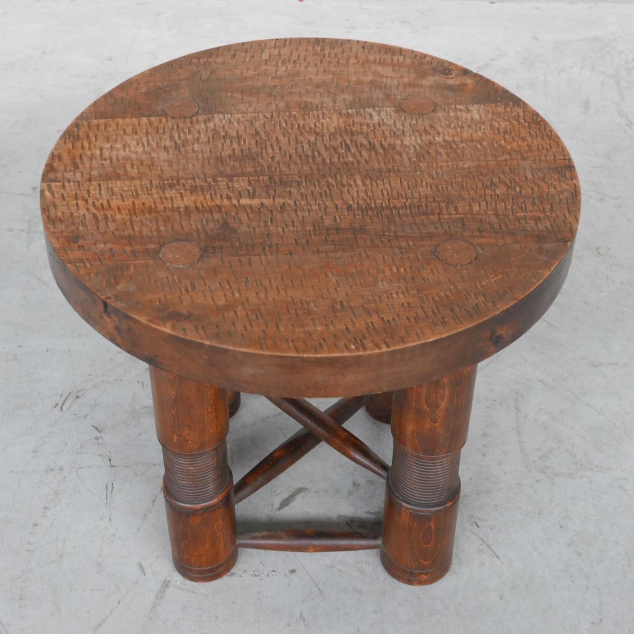Oak French Art Deco Side Table by Charles Dudouyt 4