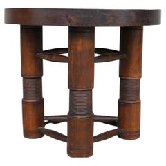 Oak French Art Deco Side Table by Charles Dudouyt