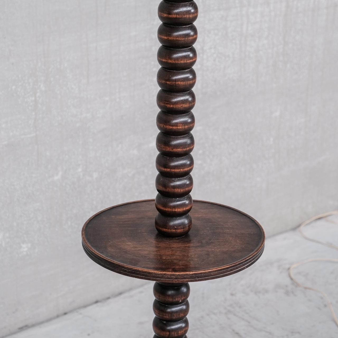 Mid-20th Century Oak French Bobbin Style Mid-Century Floor Lamp