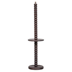 Oak French Bobbin Style Mid-Century Floor Lamp