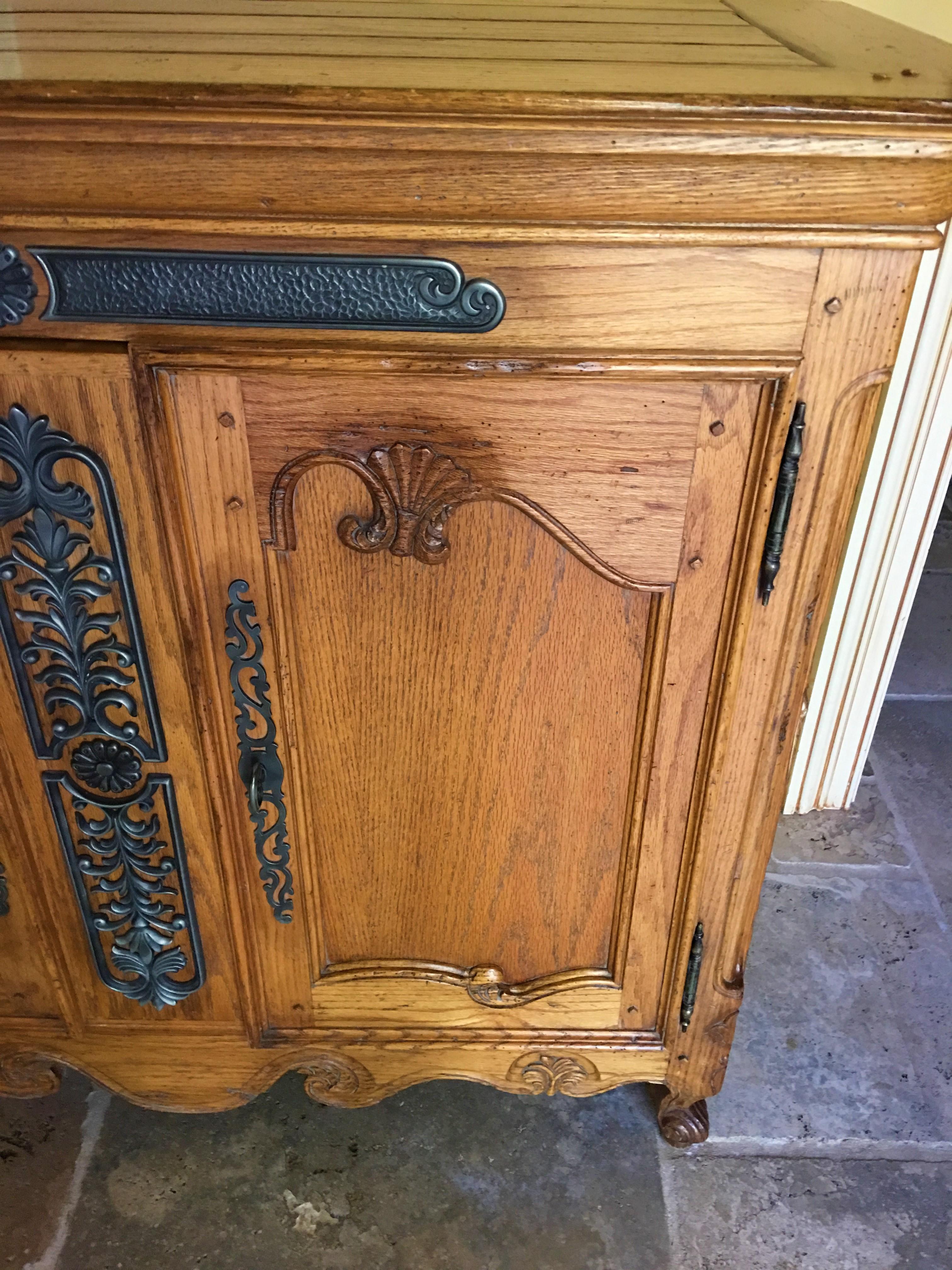 Oak French Buffet with Two Doors and Storage, 20th Century 2
