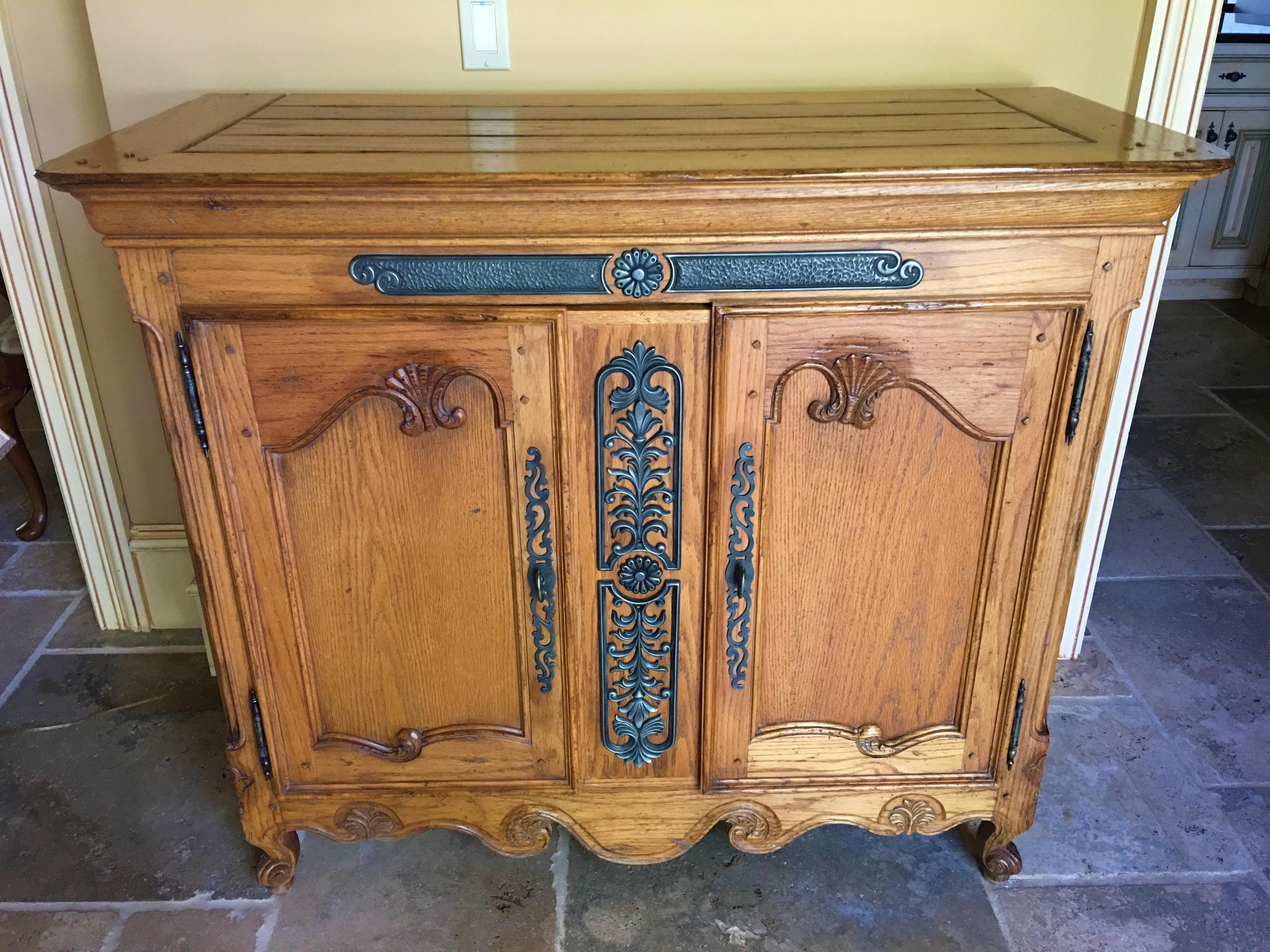 Oak French Buffet with Two Doors and Storage, 20th Century 4