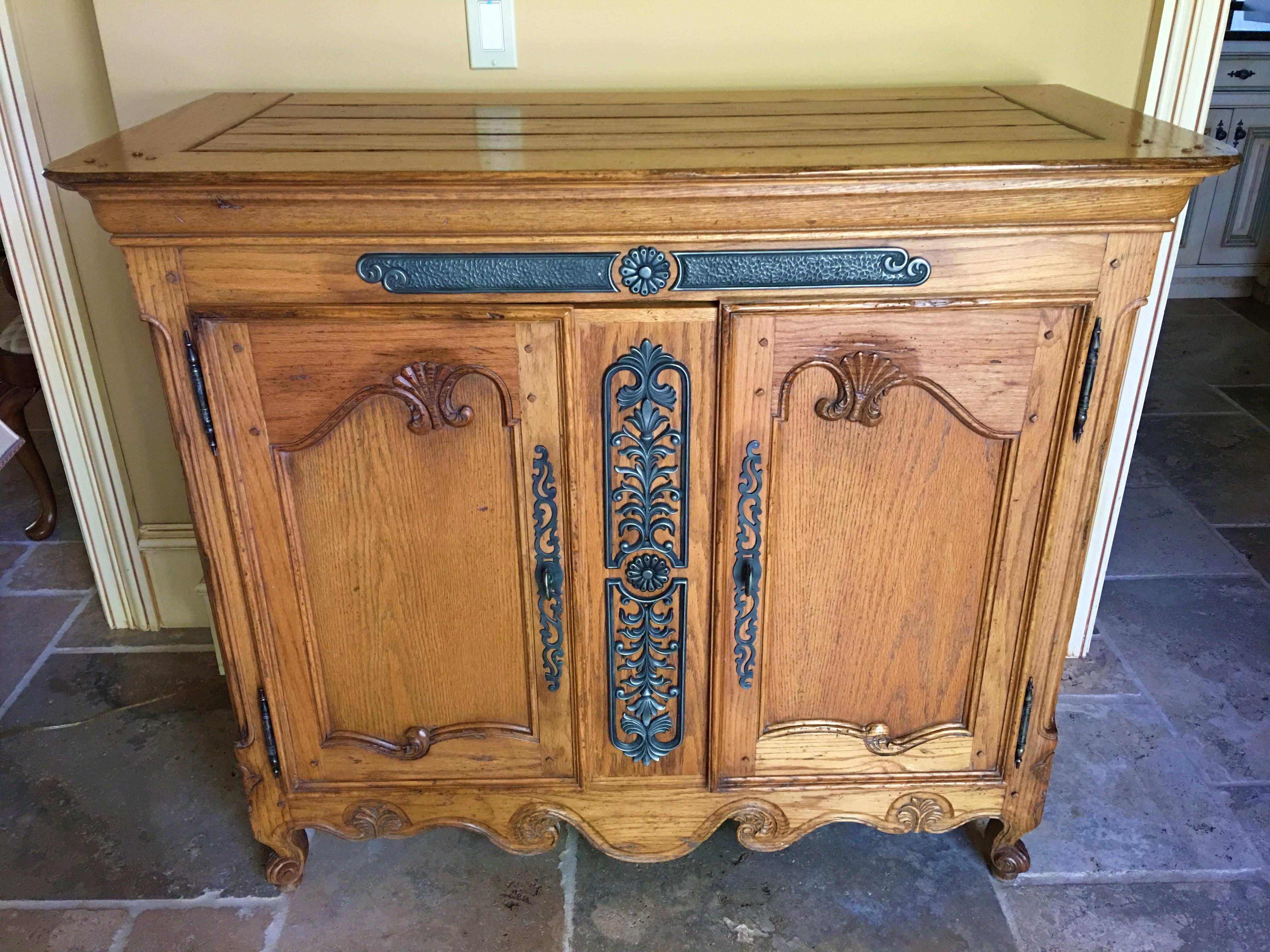 Oak French Buffet with Two Doors and Storage, 20th Century 5