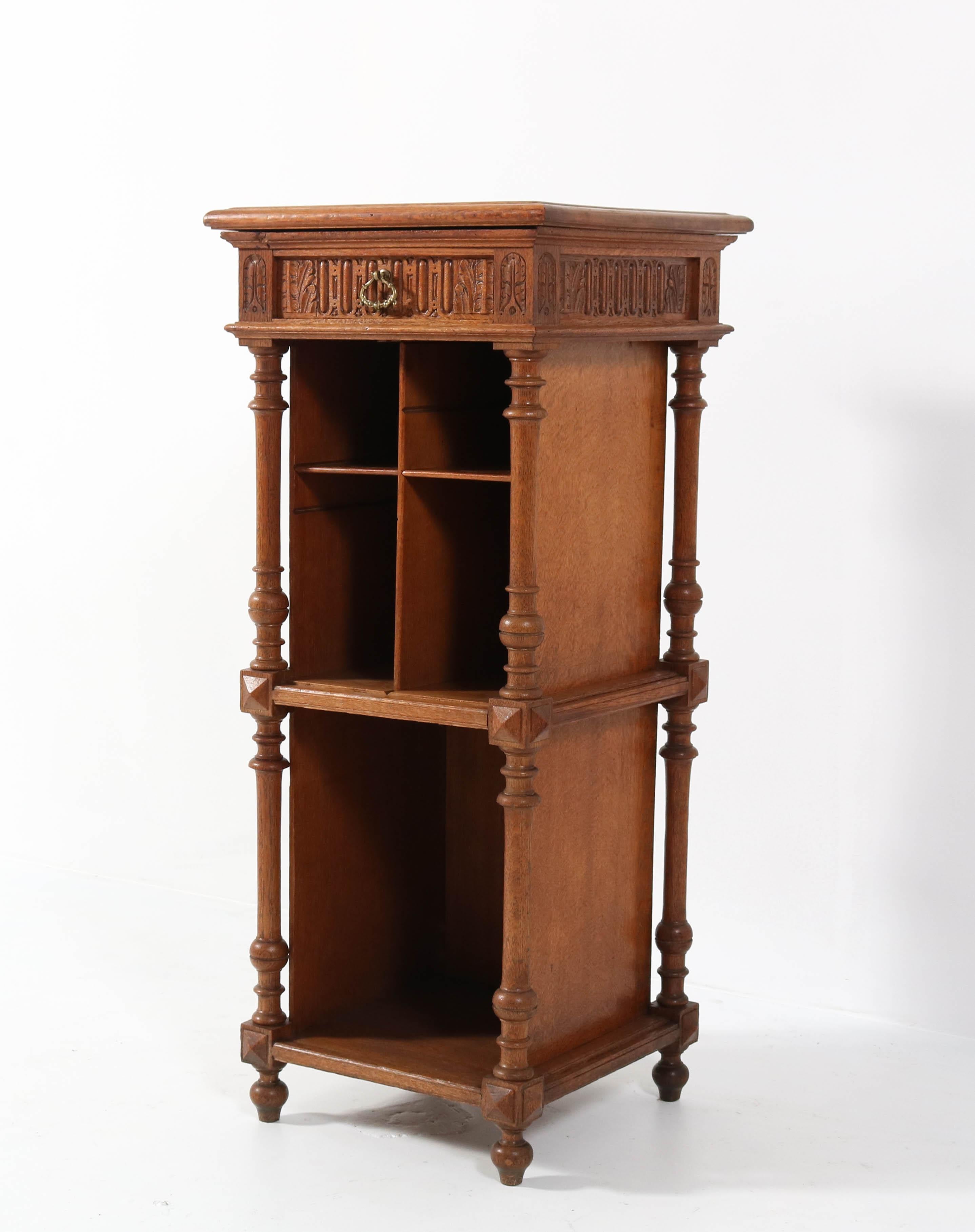 Brass Oak French Henri II Cabinet, Late 19th Century For Sale