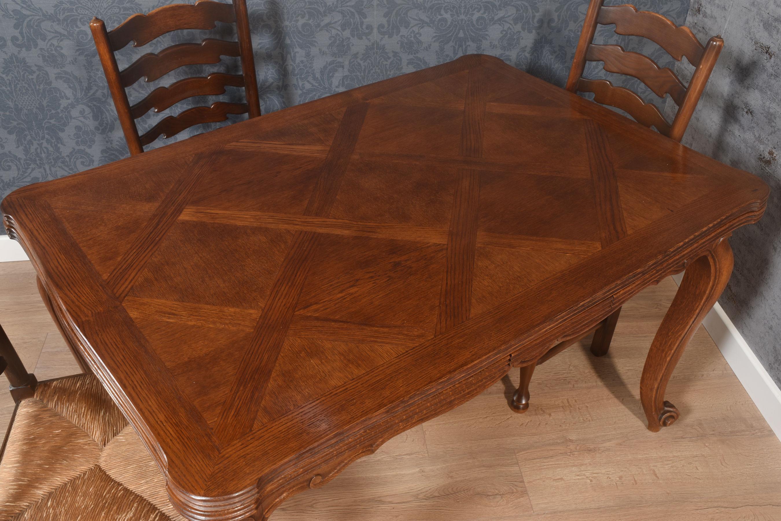 Français Table à tiroir en Oak French Parquetry en vente
