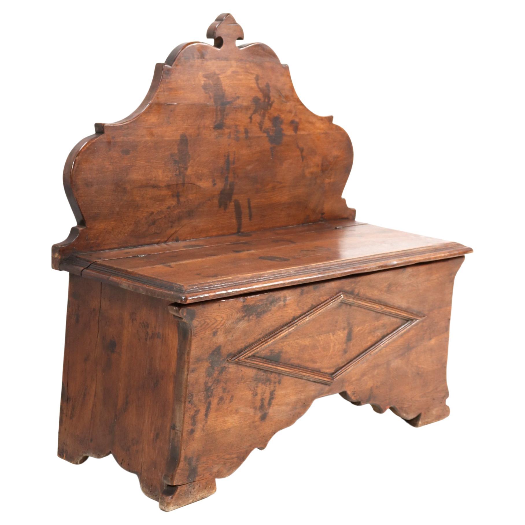 Oak French Provincial Rustic Hall Bench, 1900s For Sale