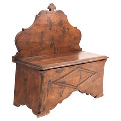 Oak French Provincial Rustic Hall Bench, 1900s