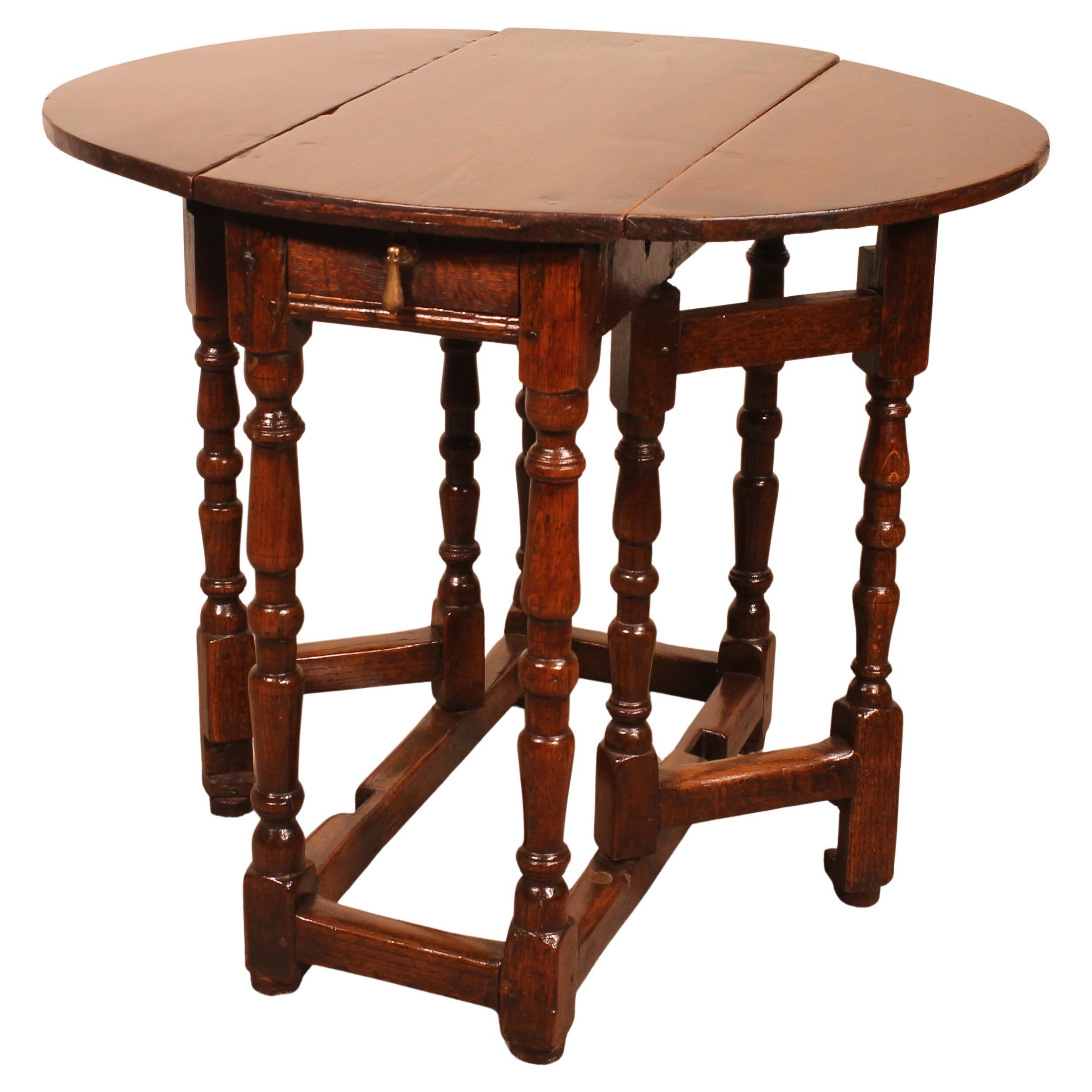 Gateleg-Tisch aus Eichenholz, frühes 18. Jahrhundert