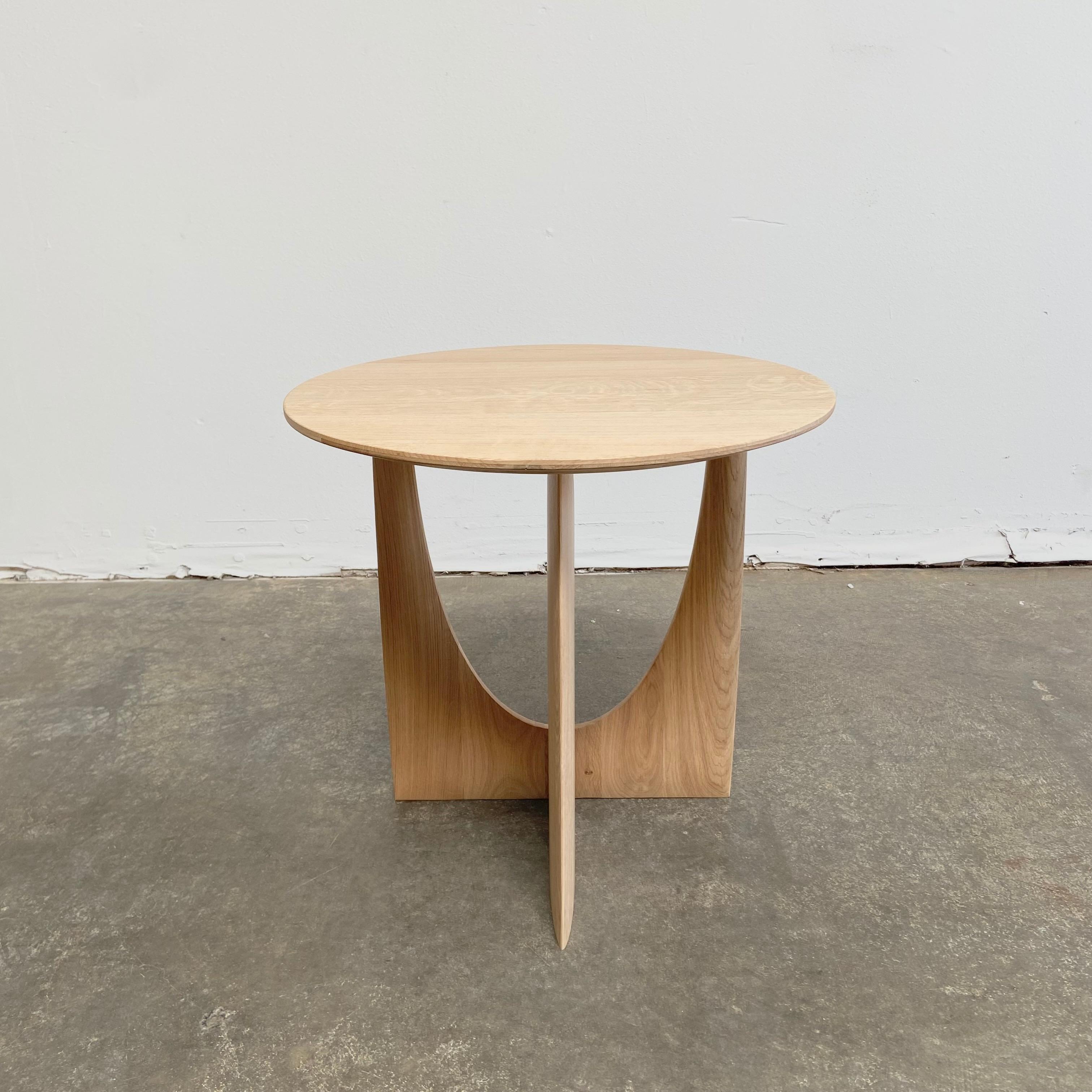 Belgian Oak Geometric Side Table For Sale