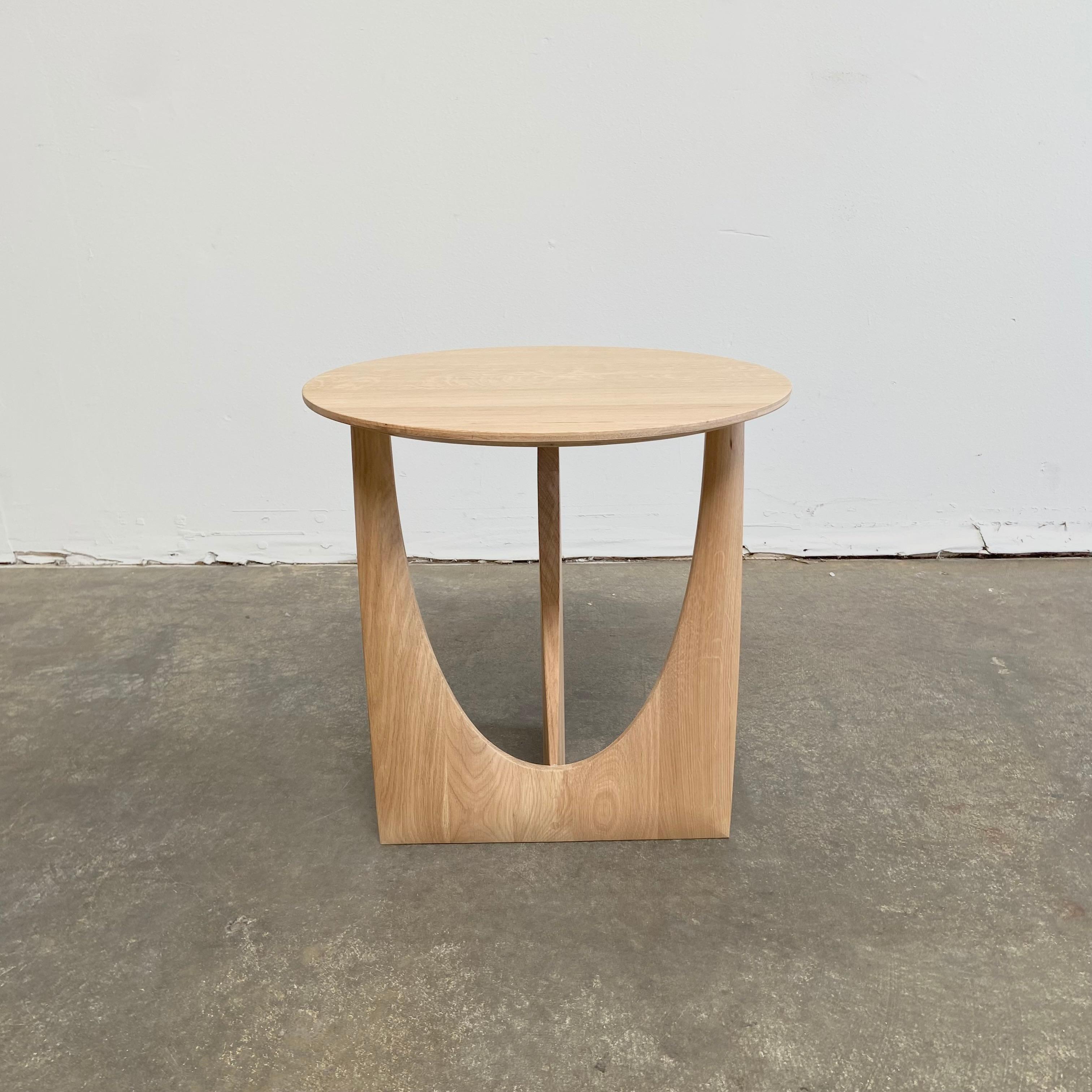 Oak Geometric Side Table In New Condition For Sale In Brea, CA