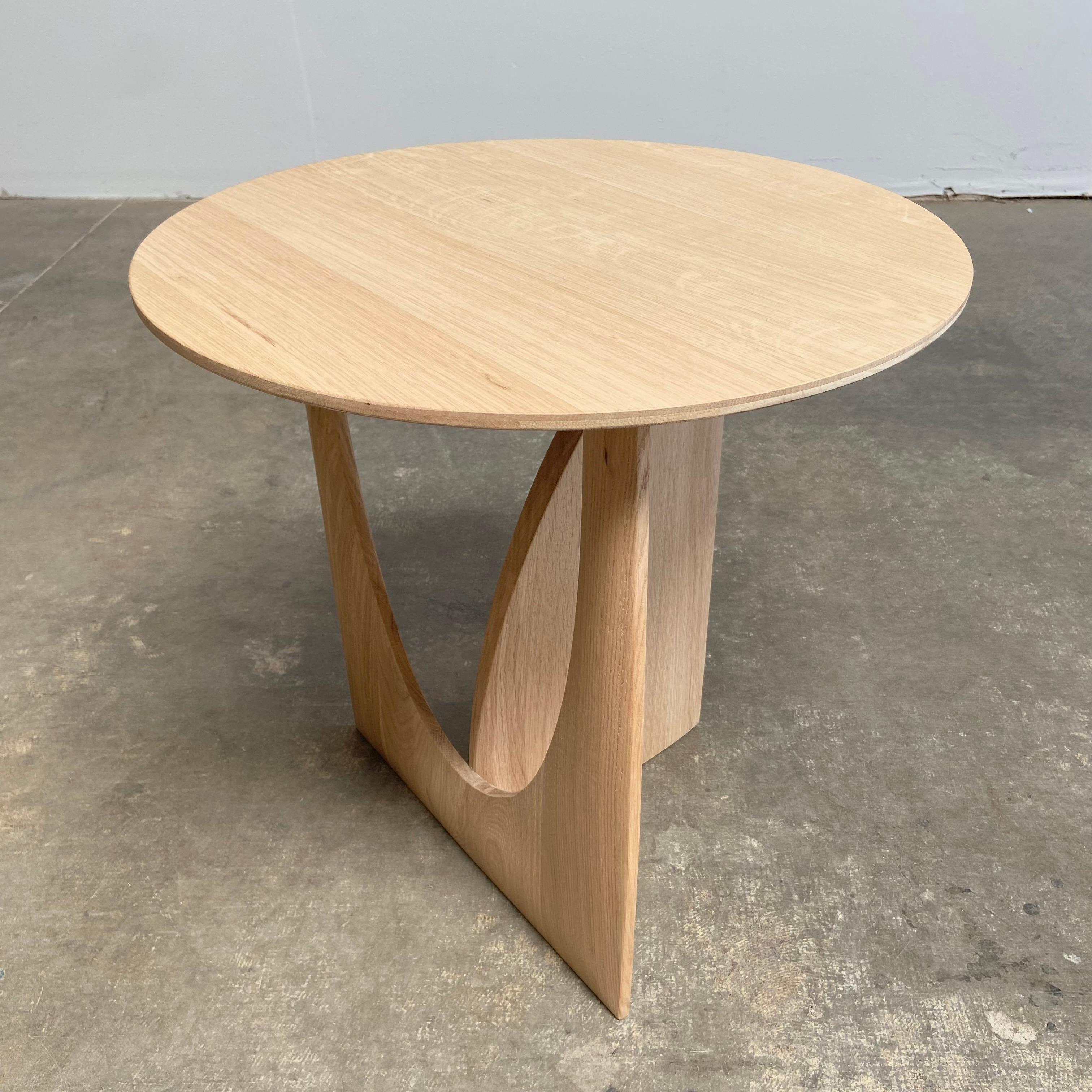 Oak Geometric Side Table For Sale 1