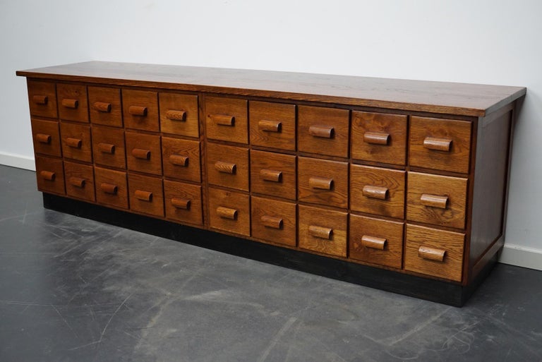Oak German Industrial Apothecary Cabinet / Lowboard, Mid-20th Century For Sale 16