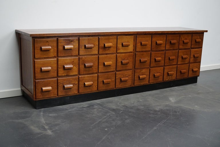 Oak German Industrial Apothecary Cabinet / Lowboard, Mid-20th Century For Sale 1
