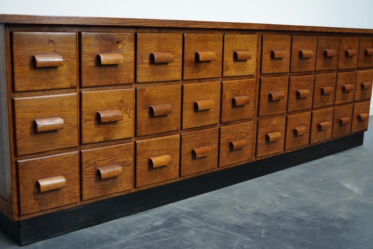 Oak German Industrial Apothecary Cabinet / Lowboard, Mid-20th Century For Sale 2