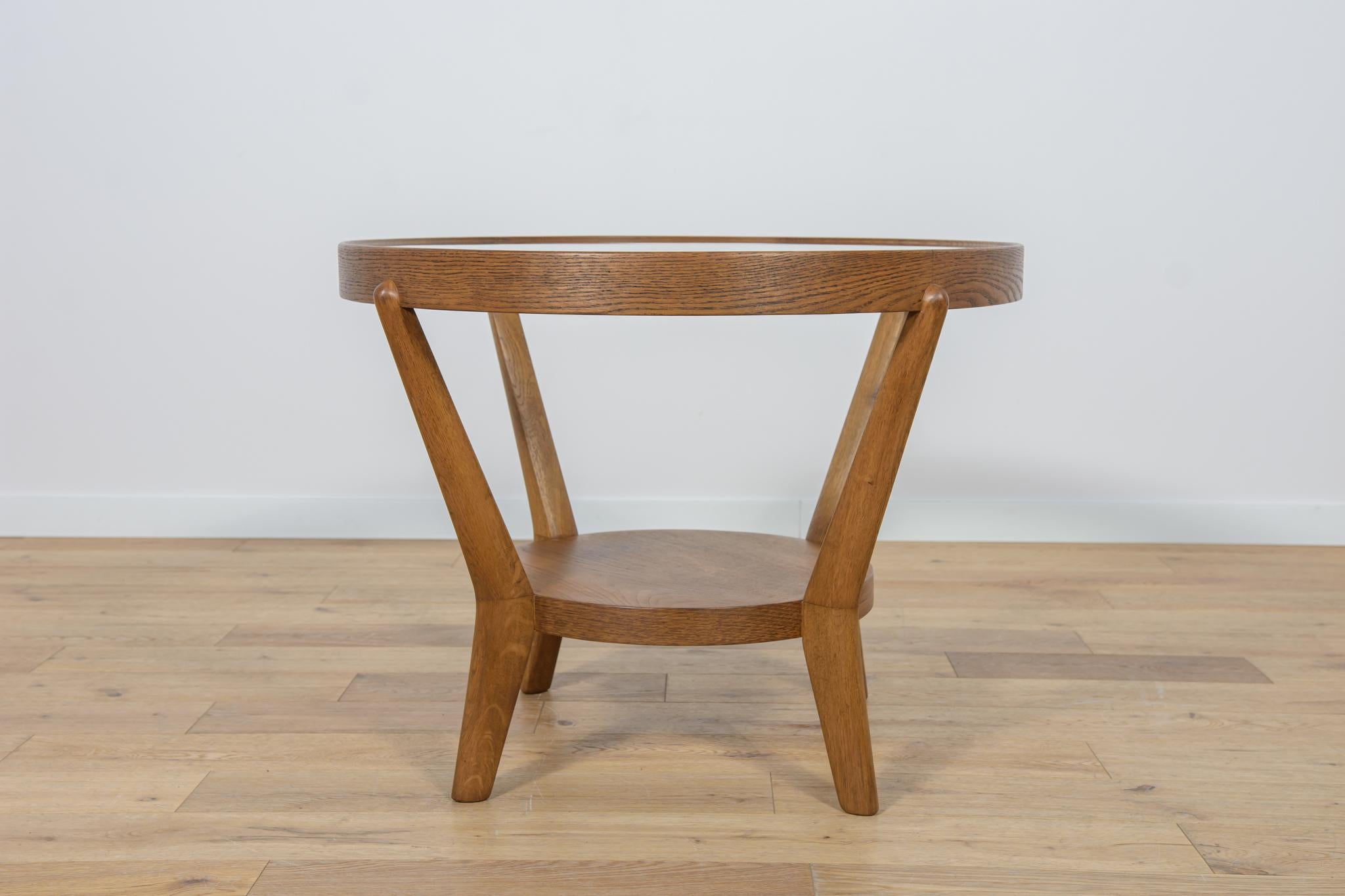 Woodwork Oak & Glass Coffee Table by Karel Kozelka & Antonin Kropacek for Interier Praha. For Sale