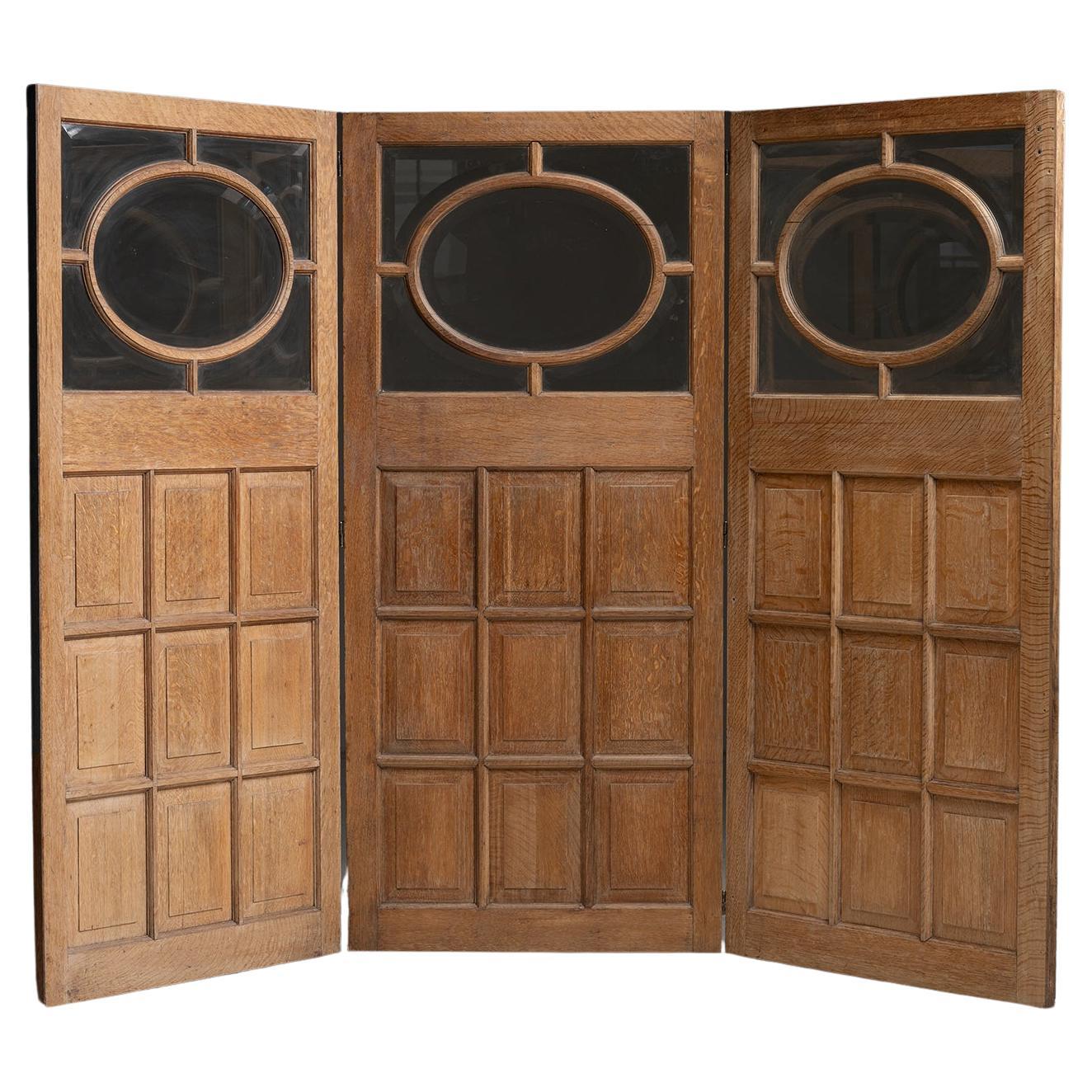 Oak & Glass Room Divider, England circa 1890 For Sale