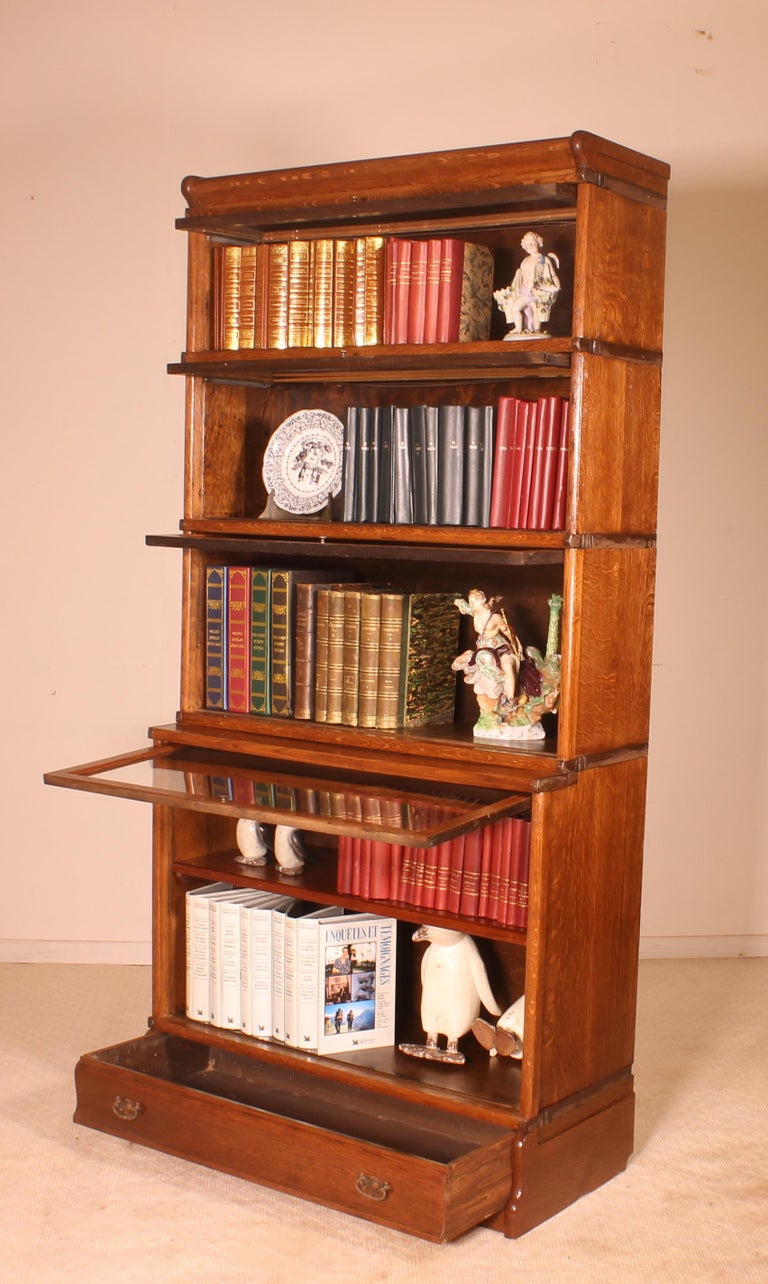 Oak Globe Wernicke Stacking Bookcase 4 Large Items For Sale at 1stdibs