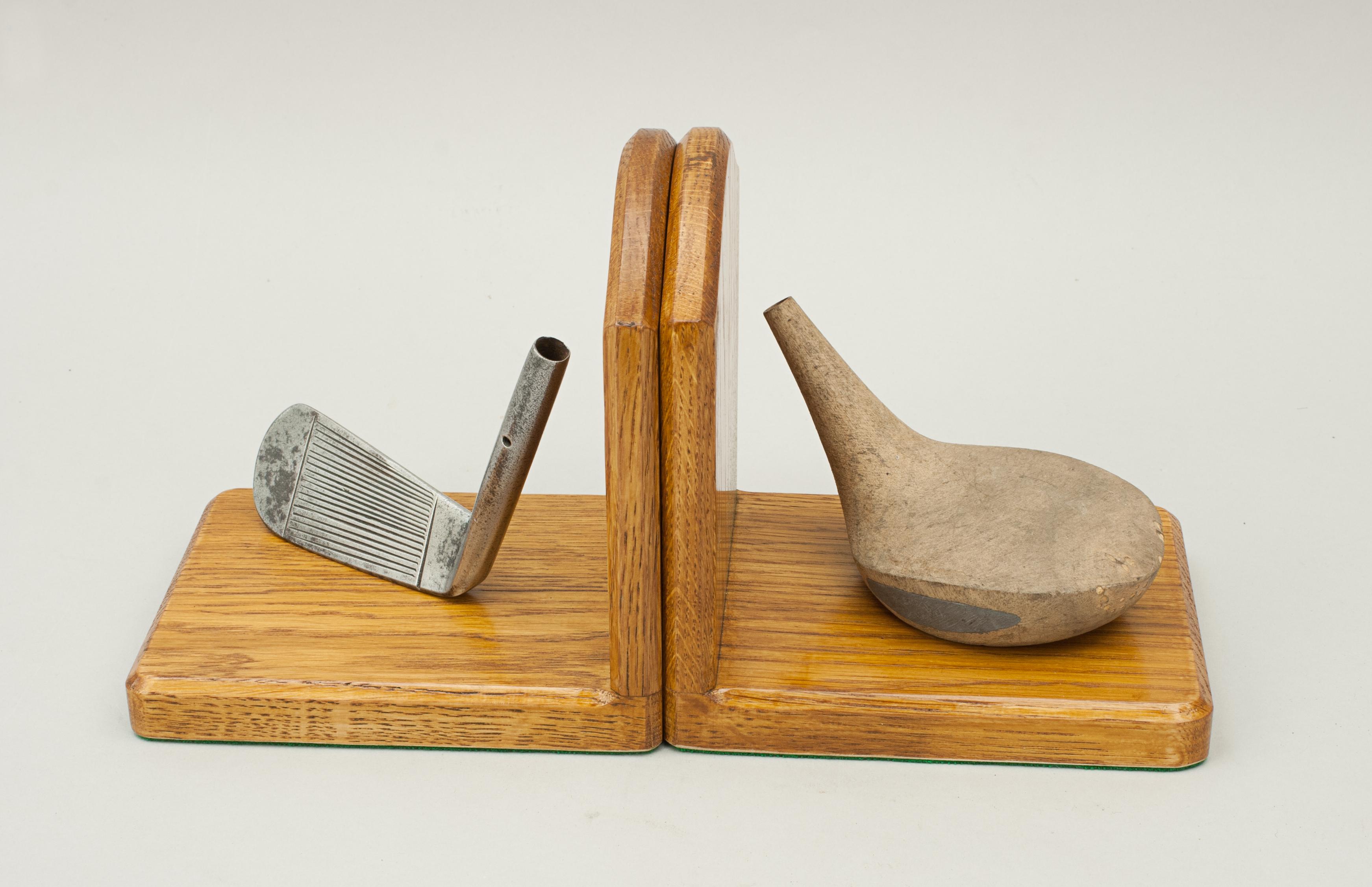 British Oak Golf Bookends, Robert Simpson