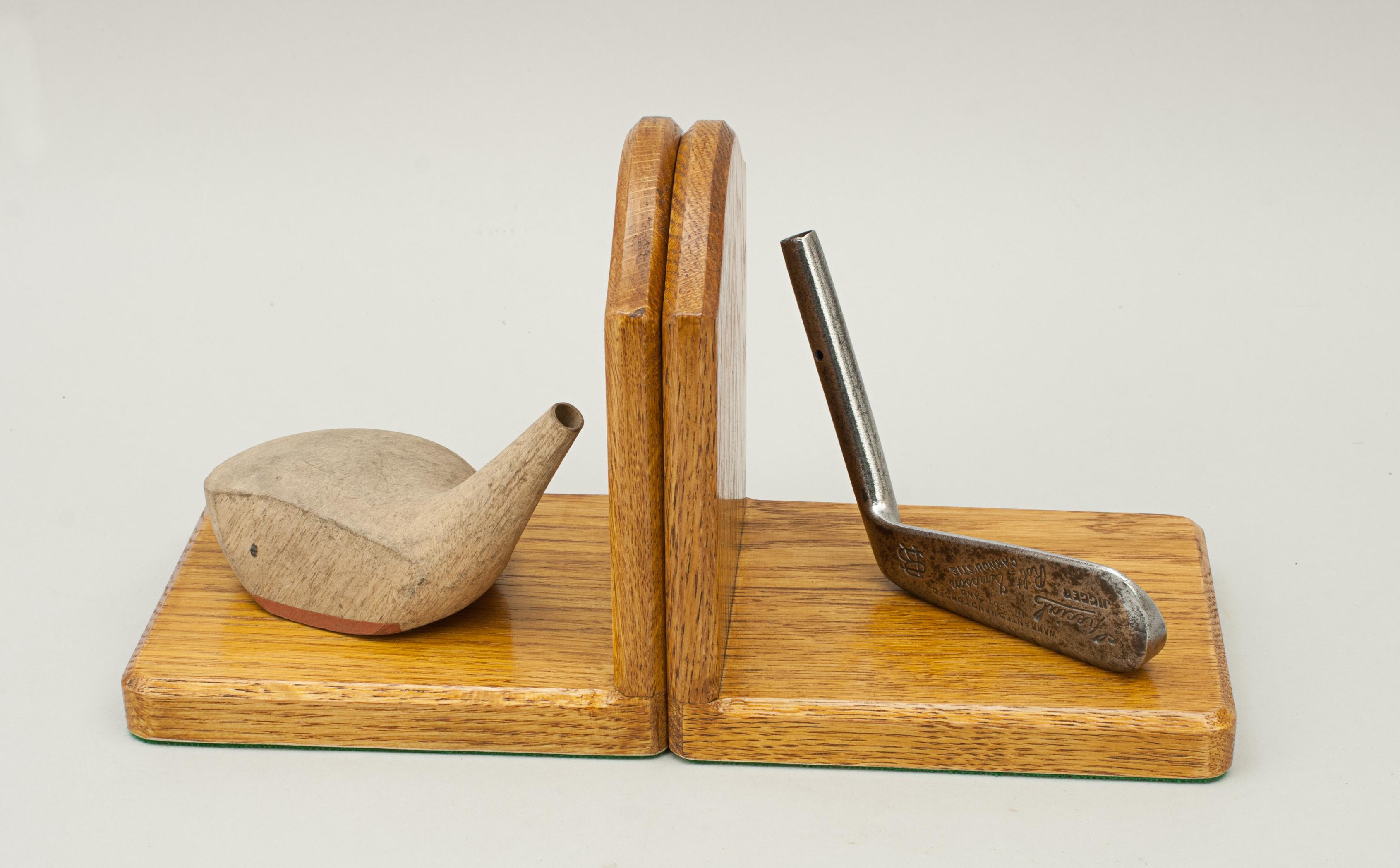Oak Golf Bookends, Robert Simpson In Good Condition In Oxfordshire, GB