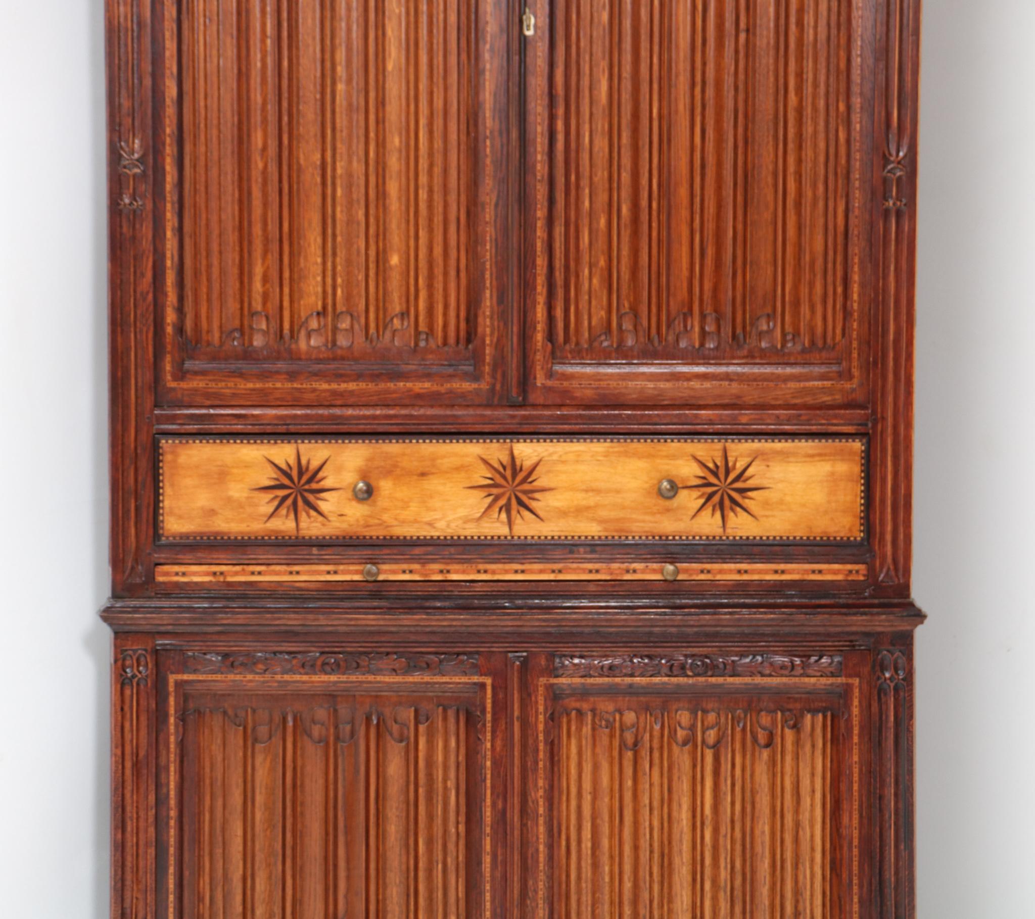 Oak Gothic Revival Corner Cupboard, 1960s For Sale 1