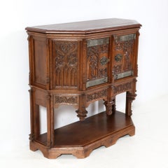 Oak Gothic Revival Credenza, 1930s