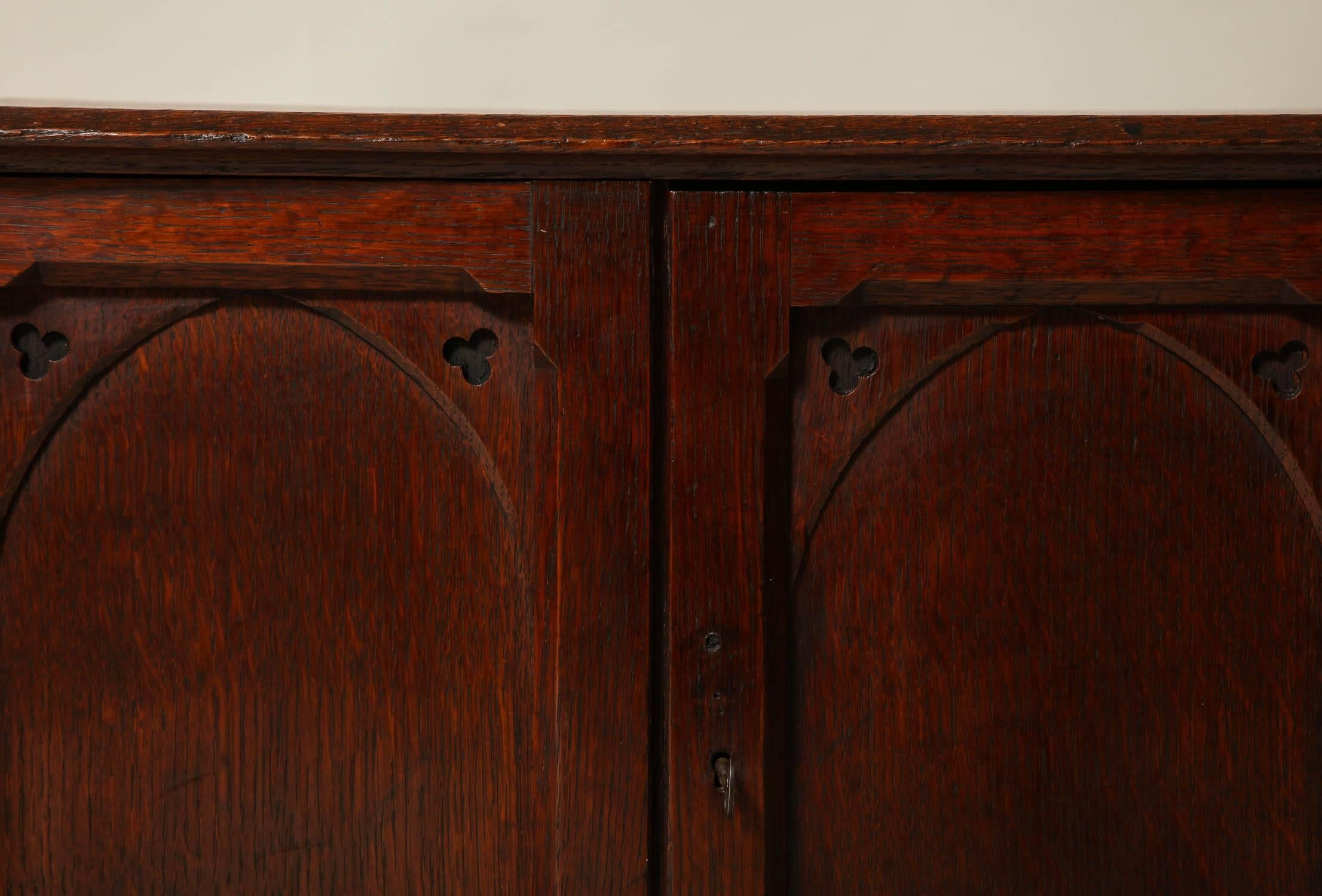 English Oak Gothic Revival Specimen Cabinet