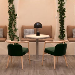 Oak, Green Velvet Modern Essex Arm Chair