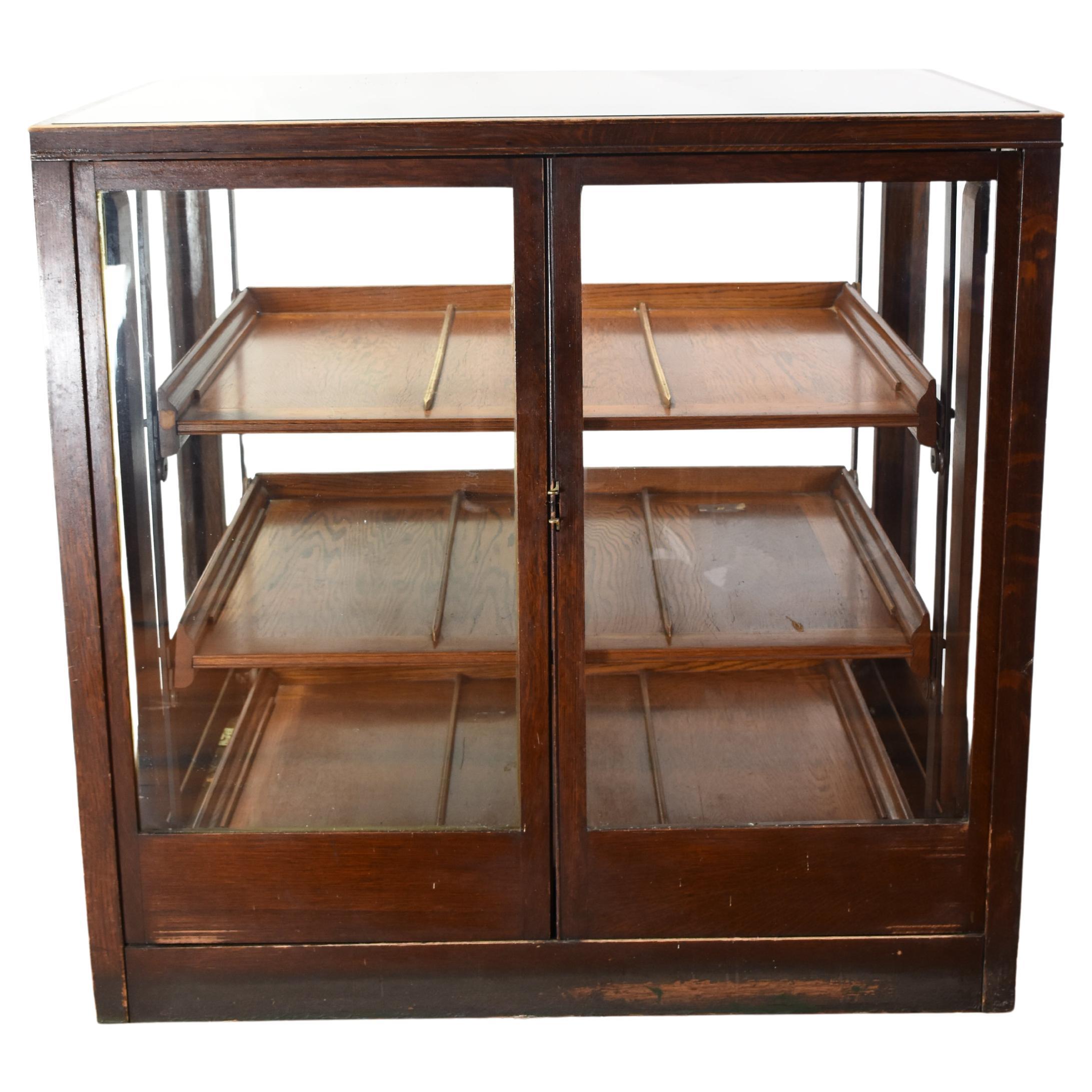 Oak Haberdashery Cabinet with Drawers and Shelves