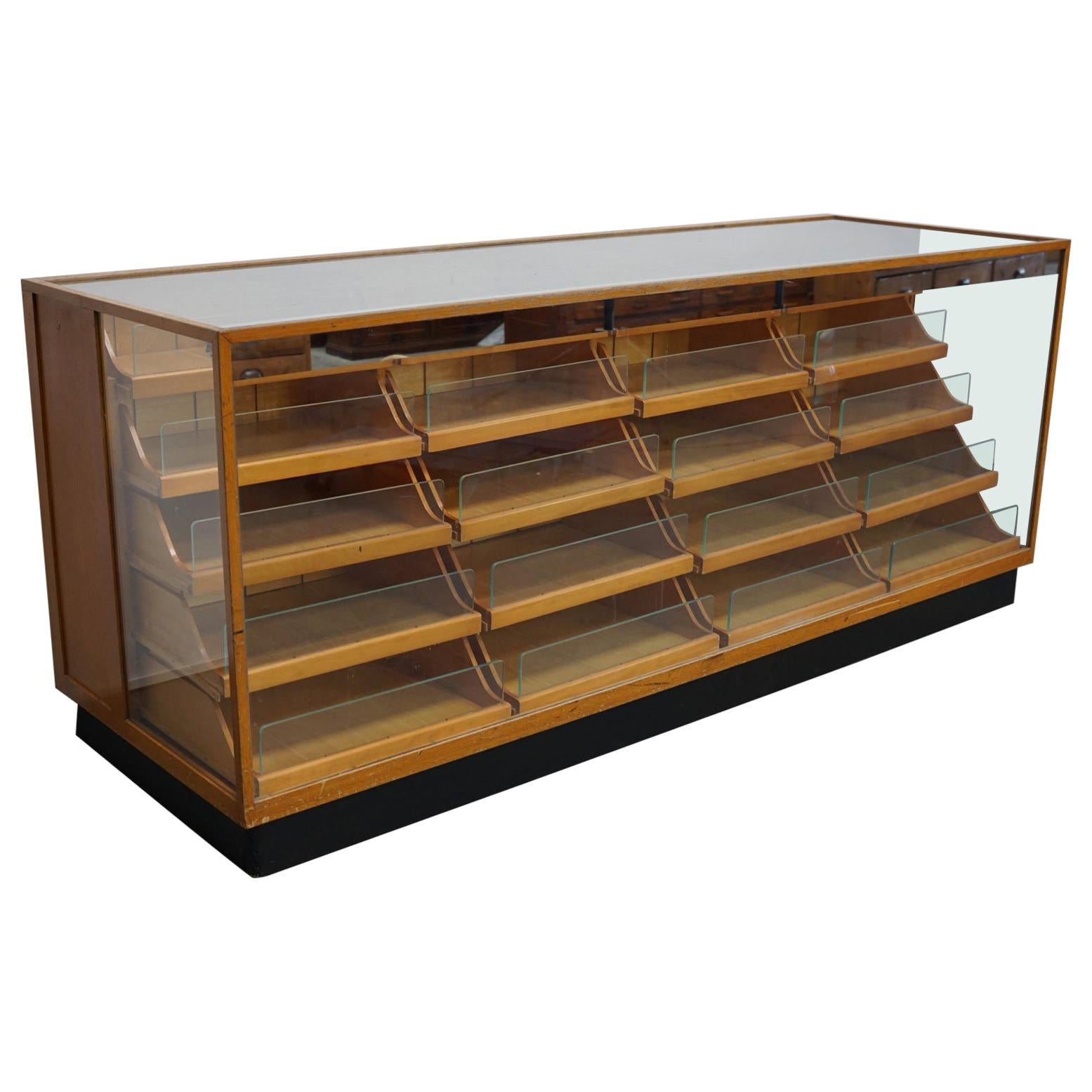 Oak Haberdashery Shop Cabinet/Retail Unit, 1950s