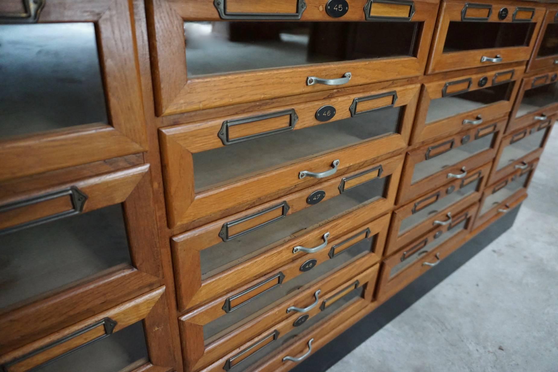 Industrial Oak Haberdashery Shop Cabinet, 1930s