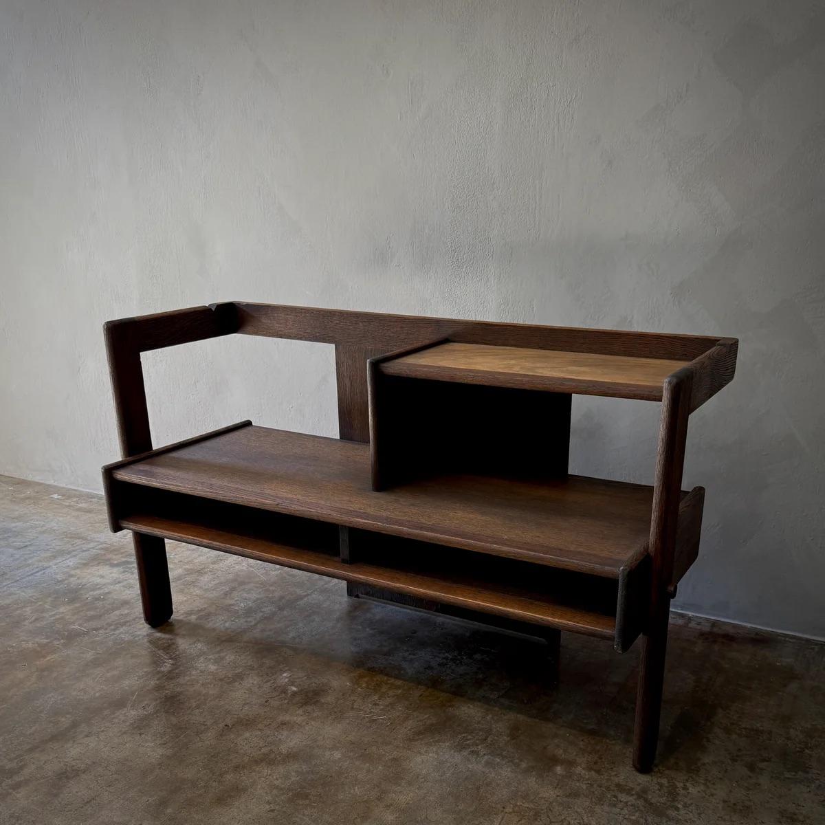 Néerlandais Banc de hall en Oak avec table en vente